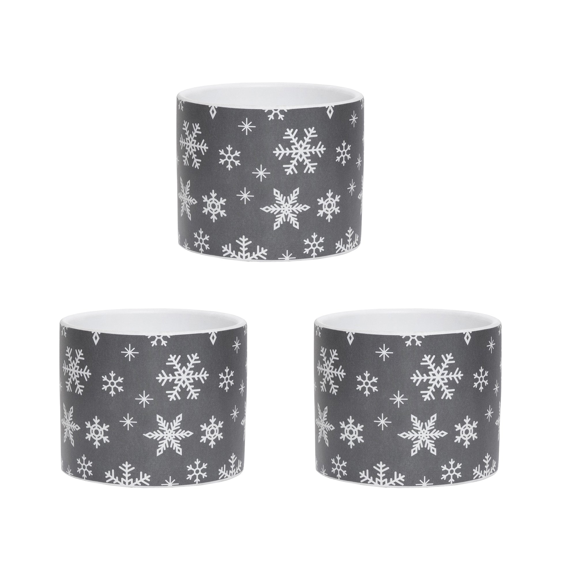 Scattered Snowflake Pot Medium, Christmas, Planter, Holiday Decor- Set of 3