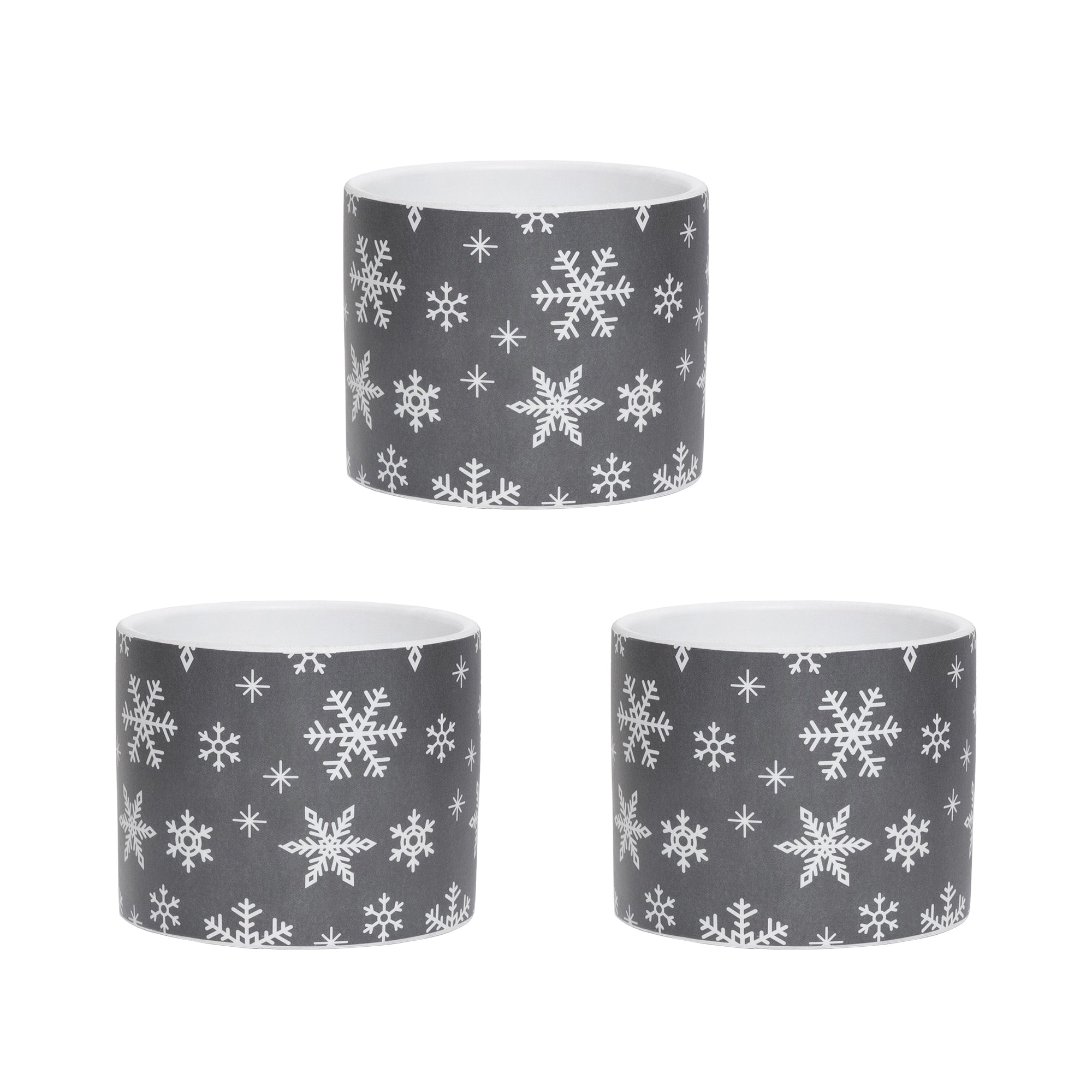 Scattered Snowflake Pot Medium, Christmas, Planter, Holiday Decor- Set of 3