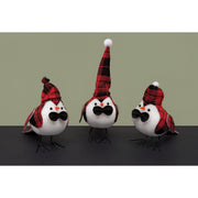 Plaid Bird with Black Bowtie 3 Assorted, Holiday Decor- Set of 3