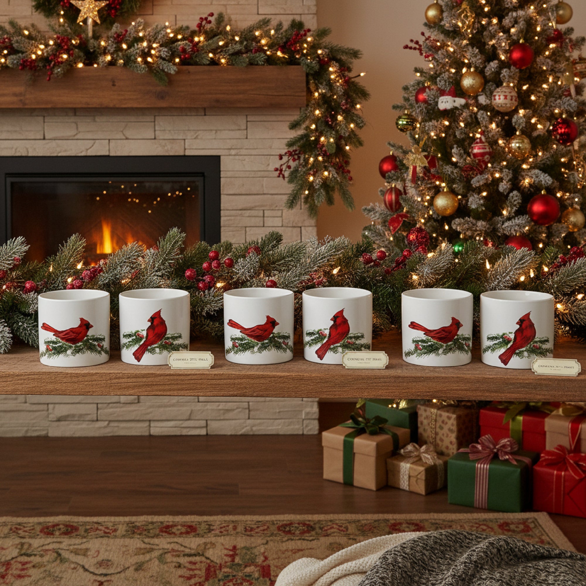 Cardinal Pot Small 2 Assorted, Christmas, Planter, Holiday Decor- Set of 3