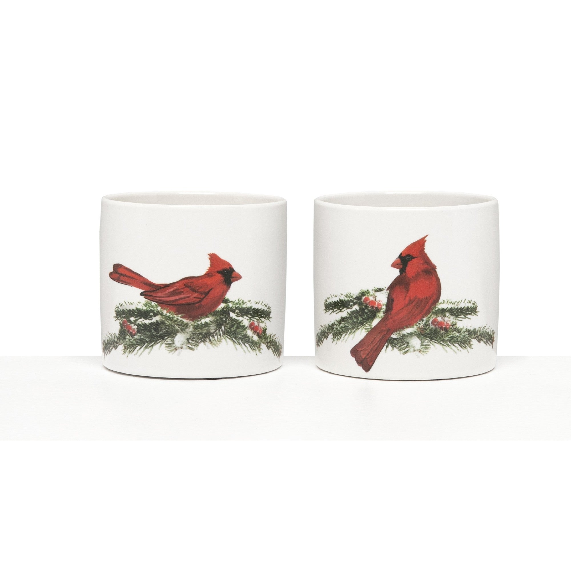Cardinal Pot Small 2 Assorted, Christmas, Planter, Holiday Decor- Set of 3