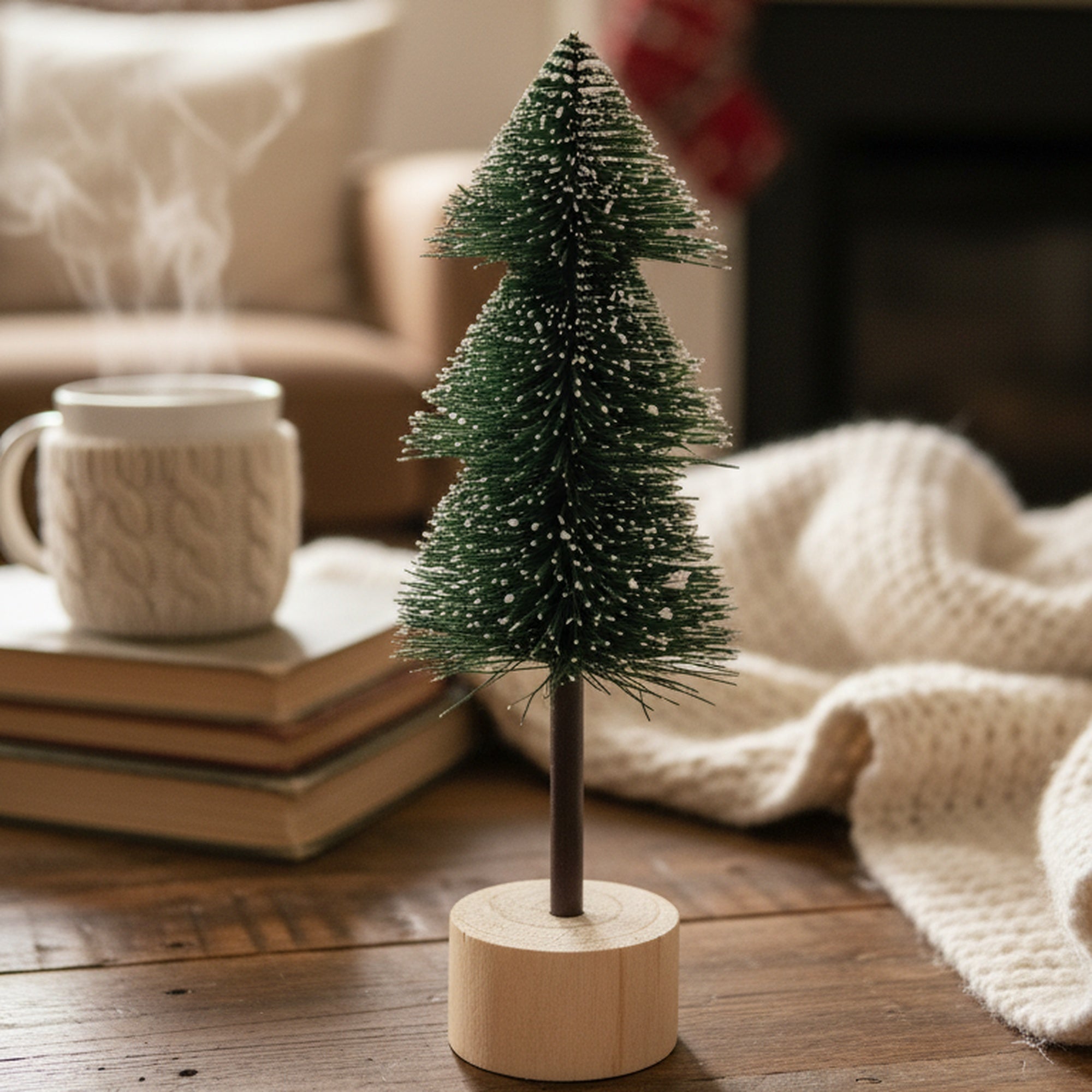 Bristle Tree Dark Green Tall, Holiday Decor- Set of 3