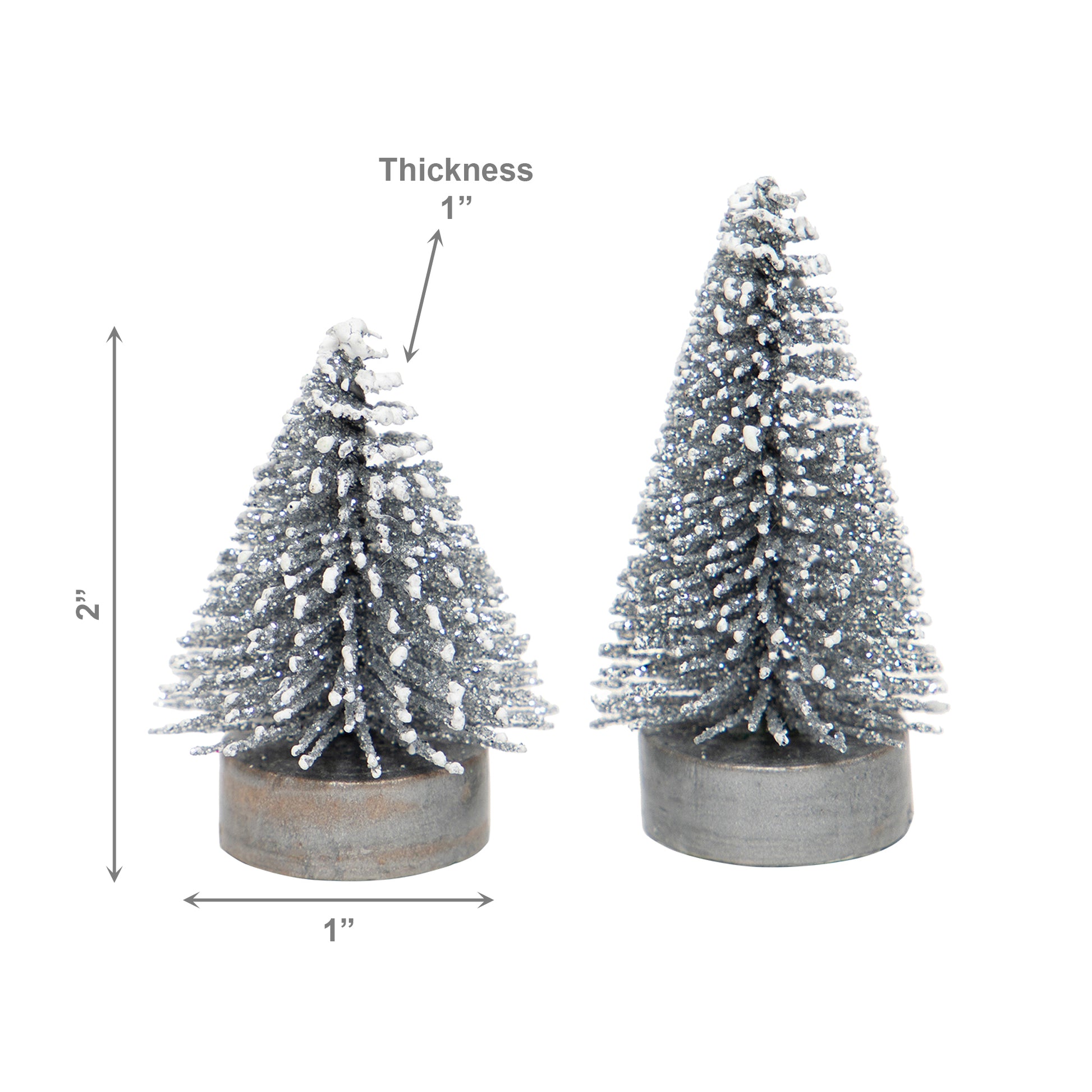 Bristle Tree Silver 2 Assorted, Holiday Decor- Set of 2