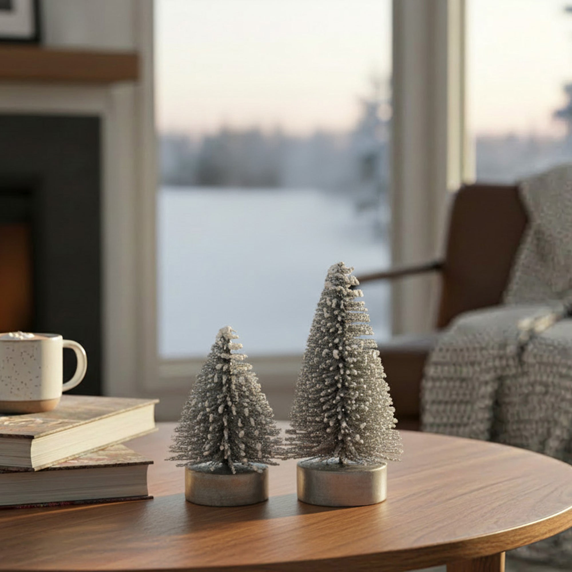 Bristle Tree Silver 2 Assorted, Holiday Decor- Set of 2