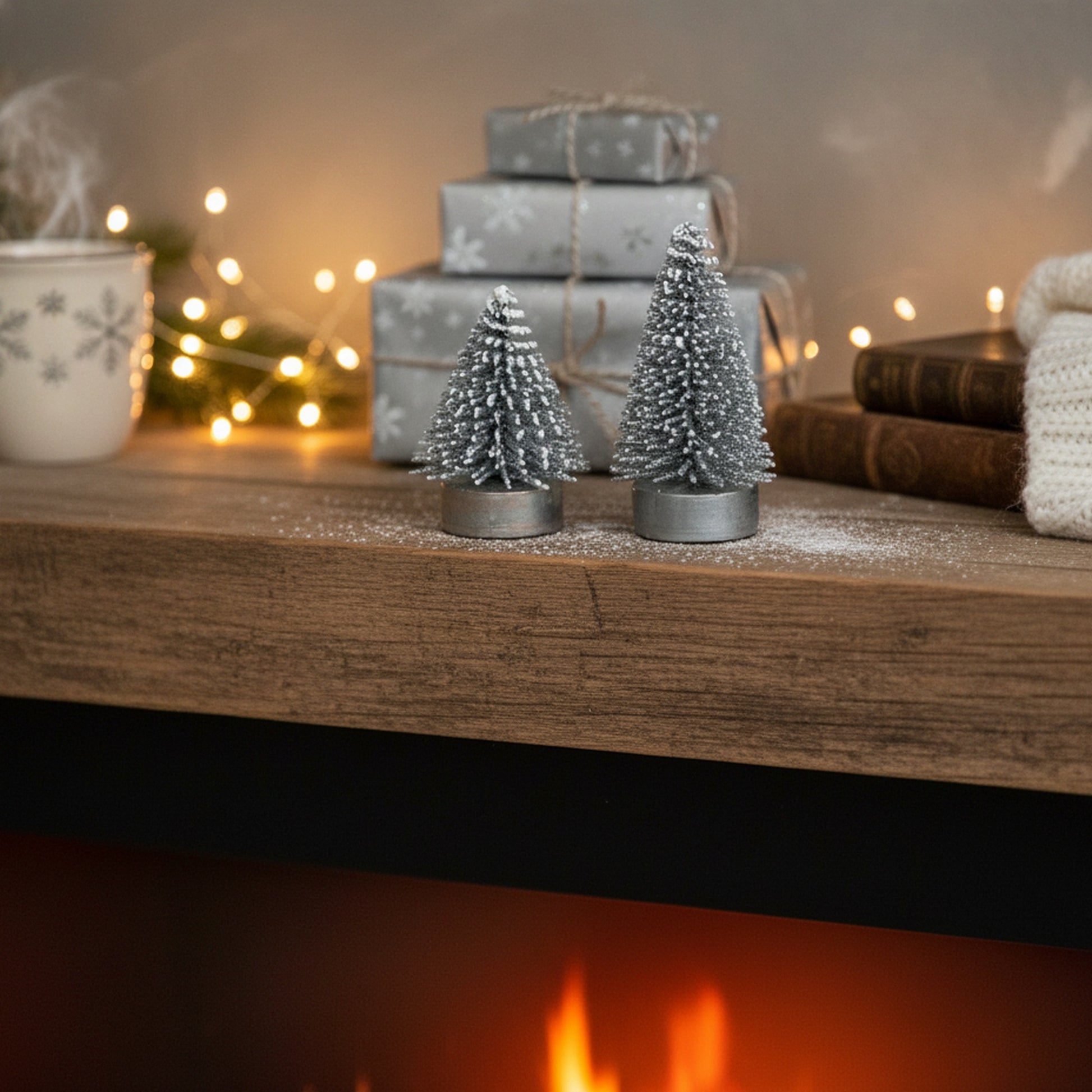 Bristle Tree Silver 2 Assorted, Holiday Decor- Set of 2