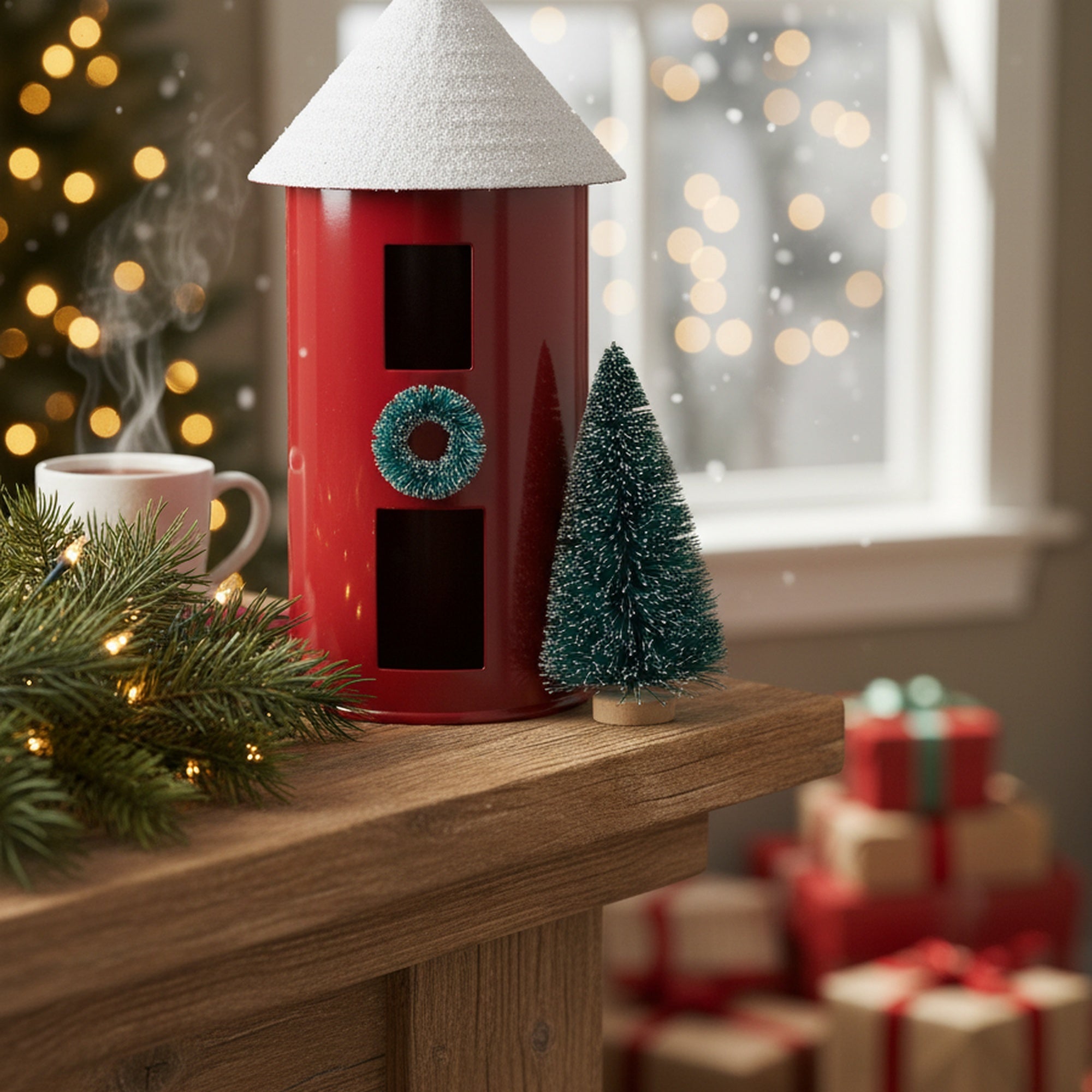 Silo Red Large, Holiday Decor- Set of 2