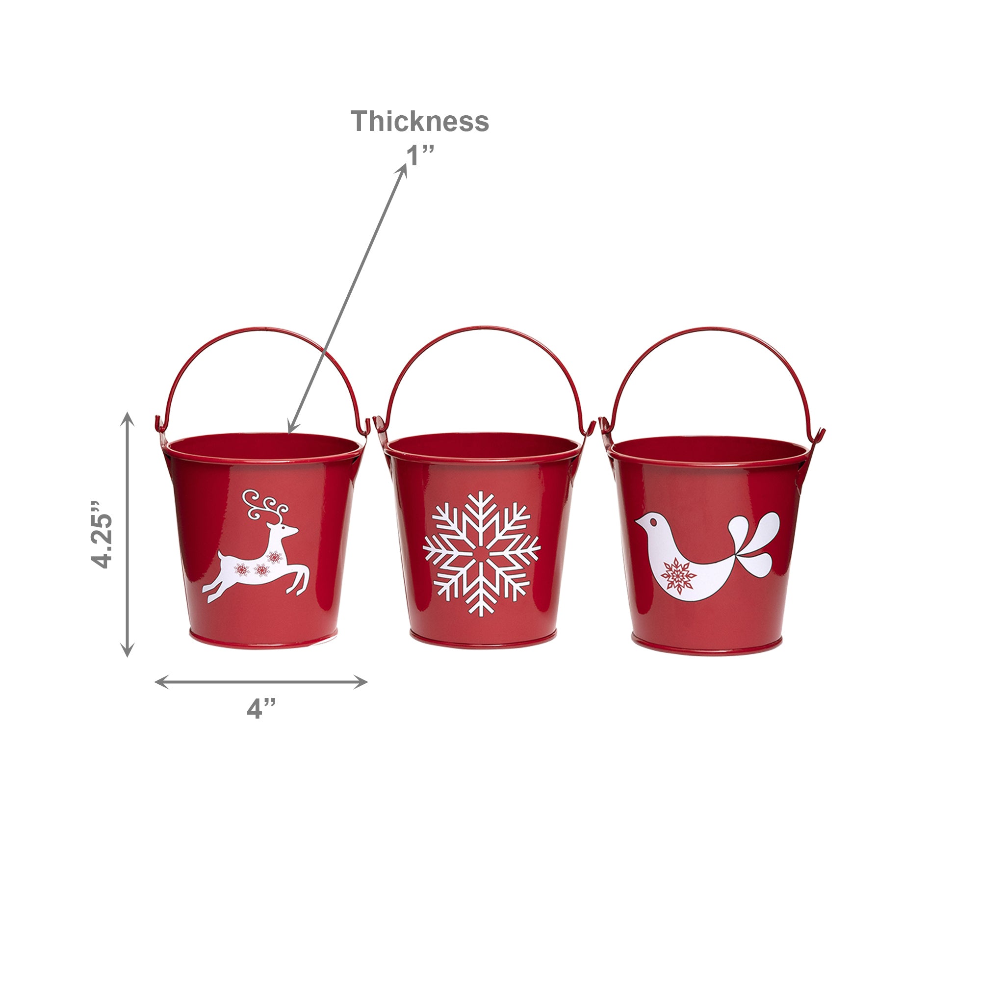 Swedish Bucket 3 Assorted, Holiday Decor- Set of 3