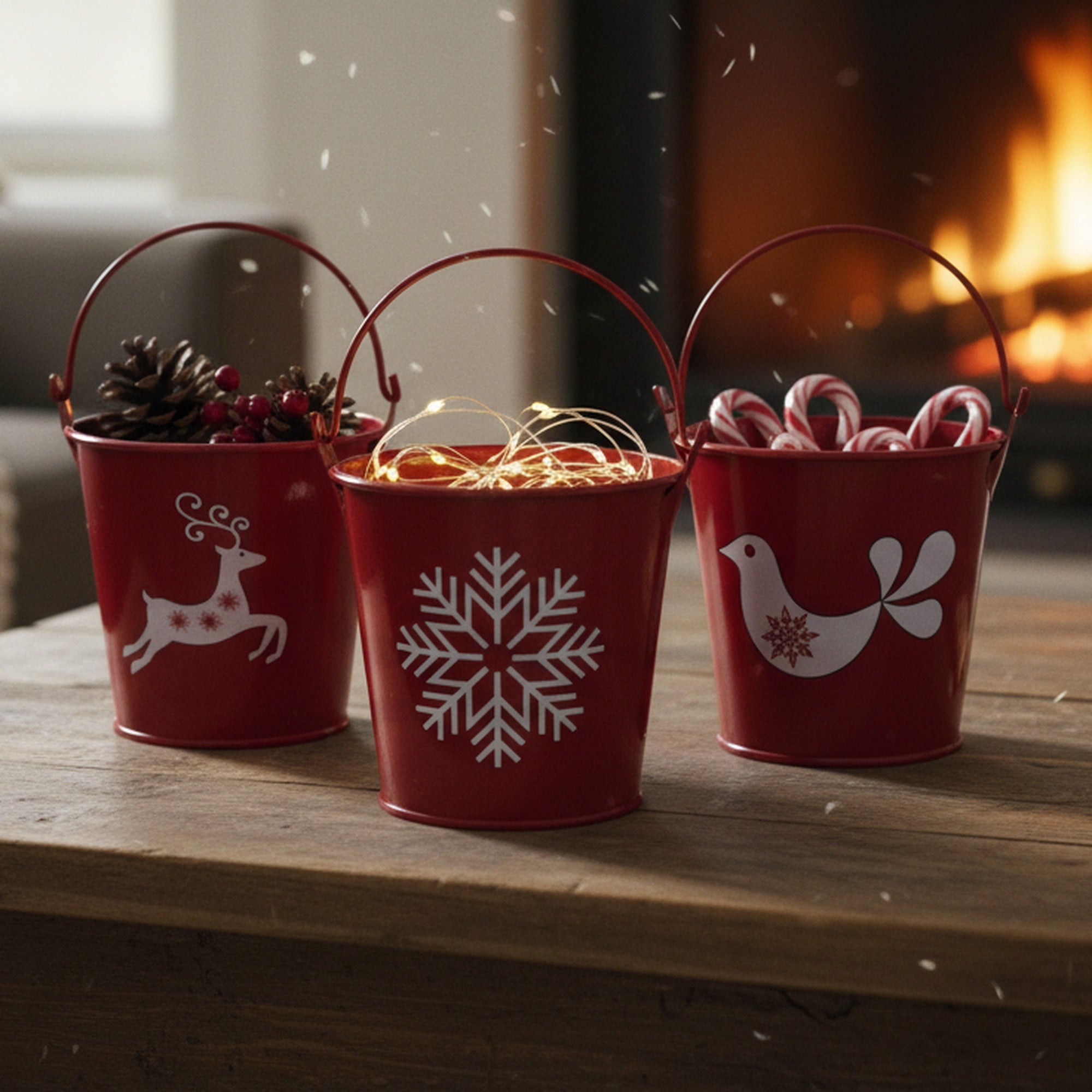 Swedish Bucket 3 Assorted, Holiday Decor- Set of 3