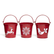 Swedish Bucket 3 Assorted, Holiday Decor- Set of 3
