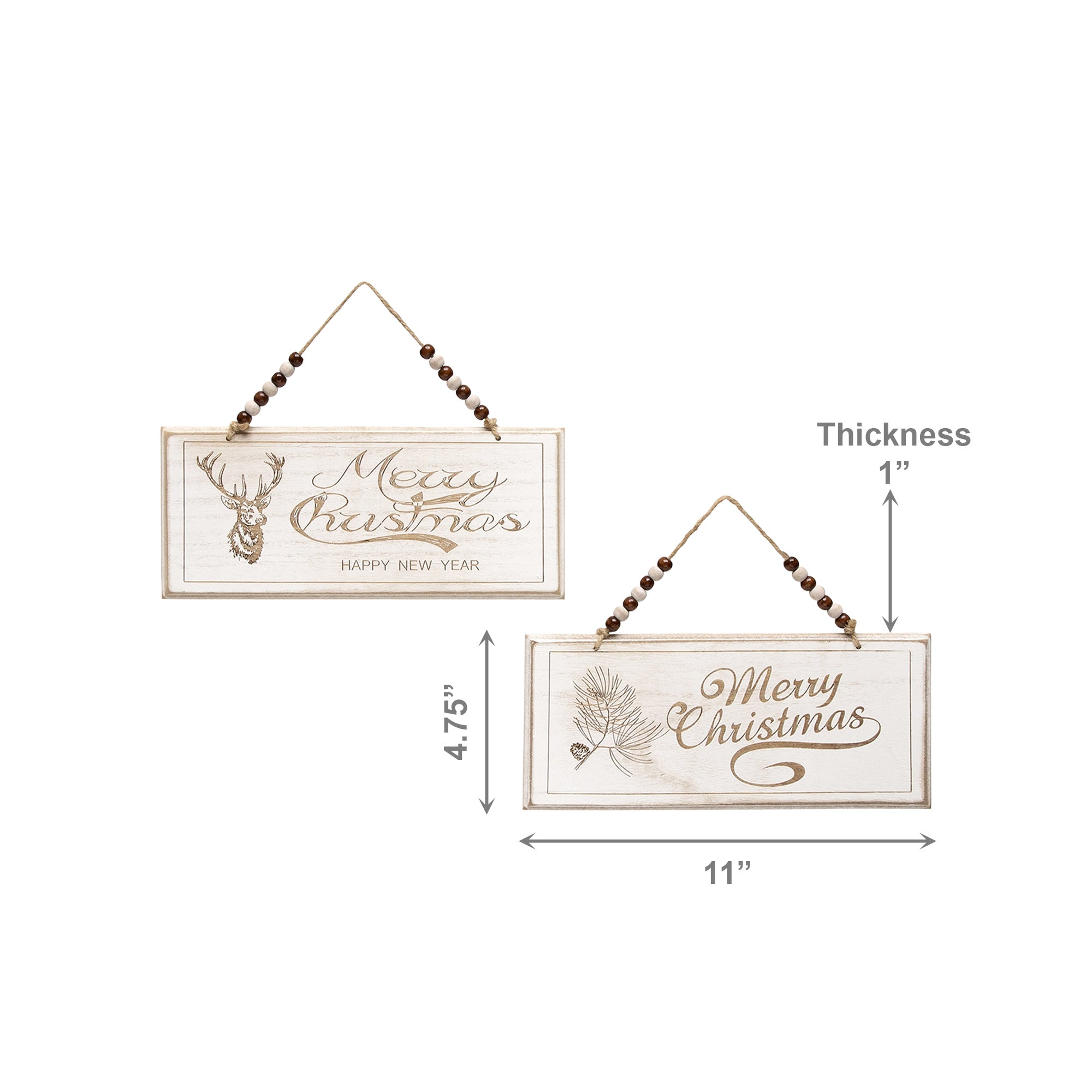 Sign Merry Christmas 2 Assorted, Christmas, Holiday Decor- Set of 2