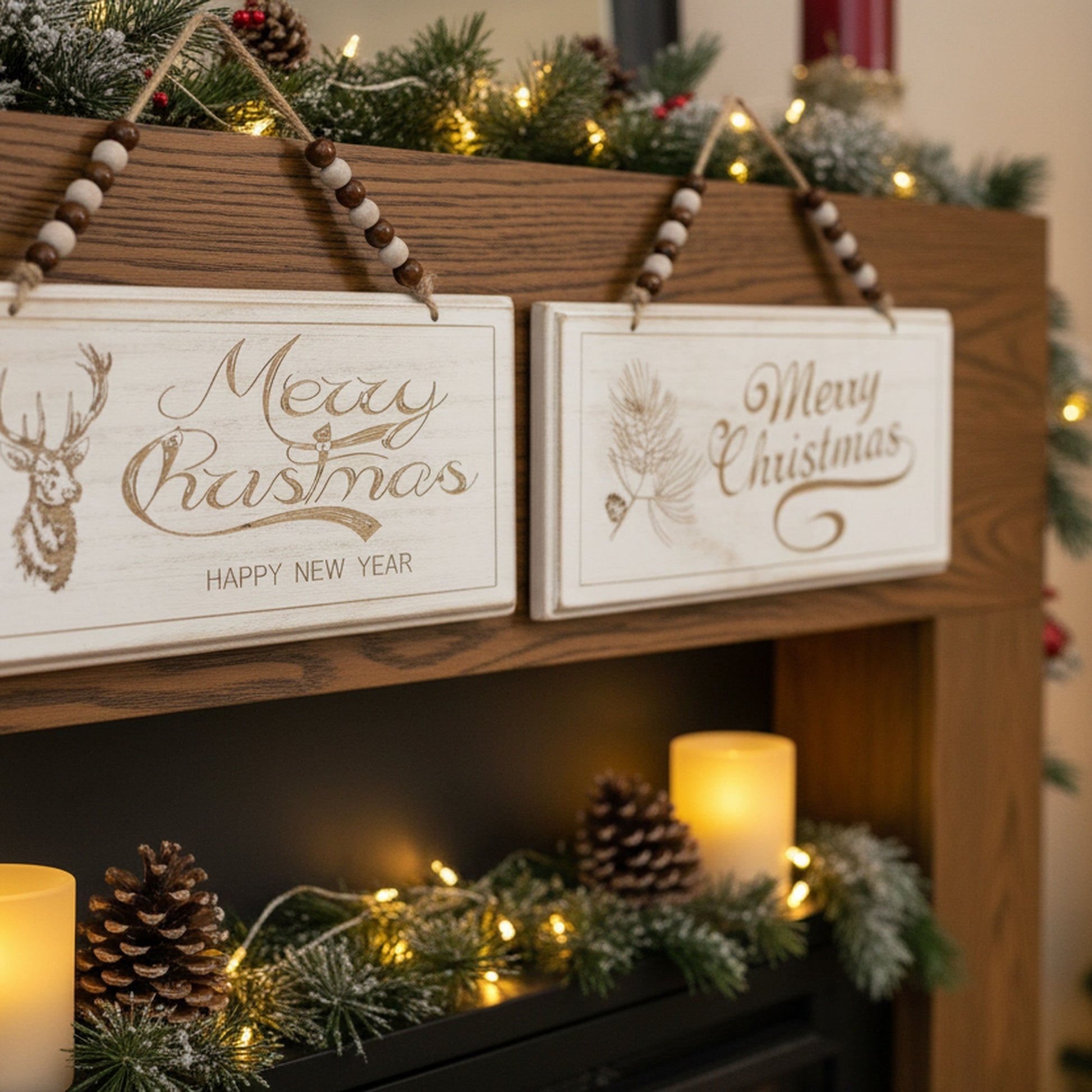 Sign Merry Christmas 2 Assorted, Christmas, Holiday Decor- Set of 2