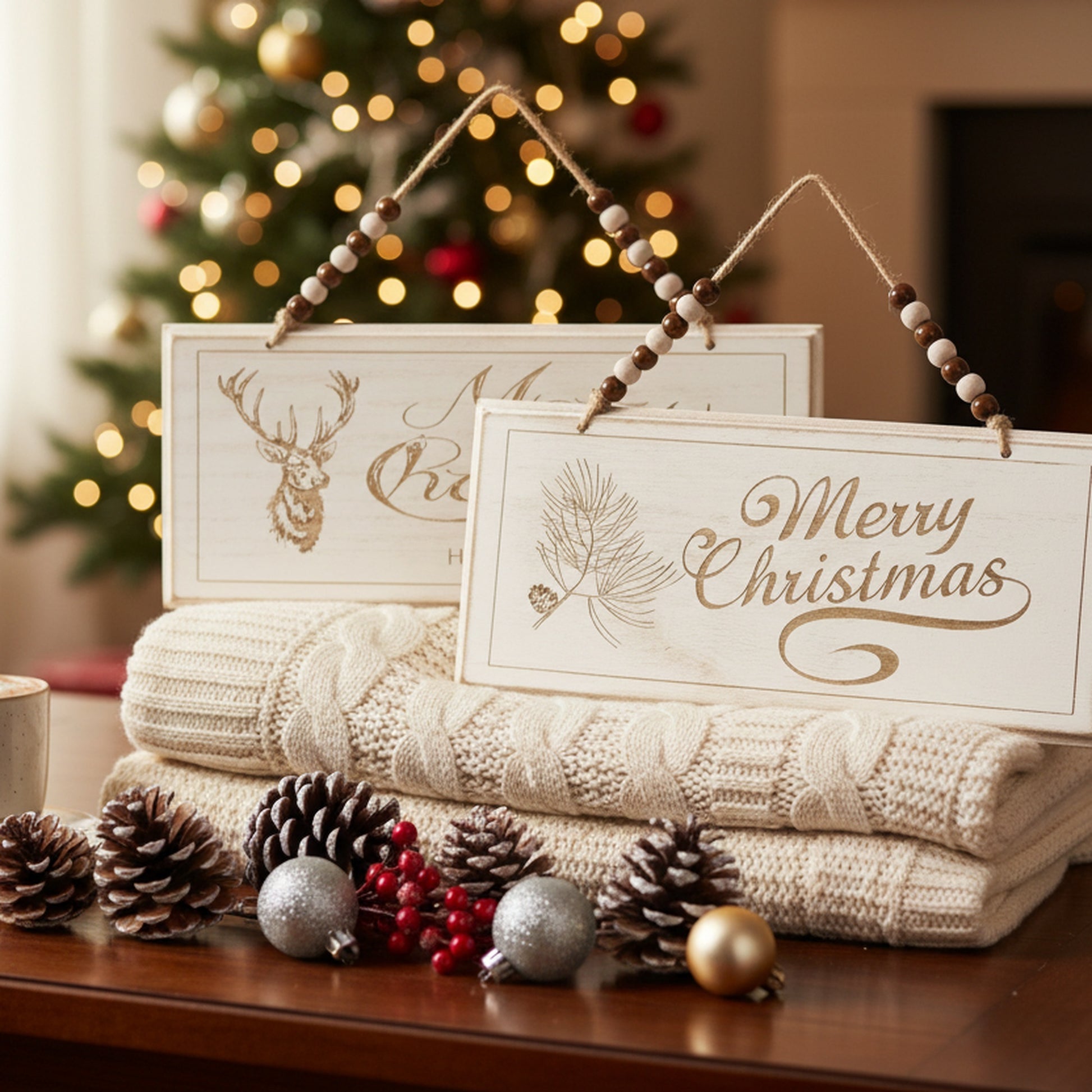 Sign Merry Christmas 2 Assorted, Christmas, Holiday Decor- Set of 2