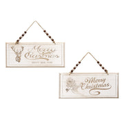 Sign Merry Christmas 2 Assorted, Christmas, Holiday Decor- Set of 2