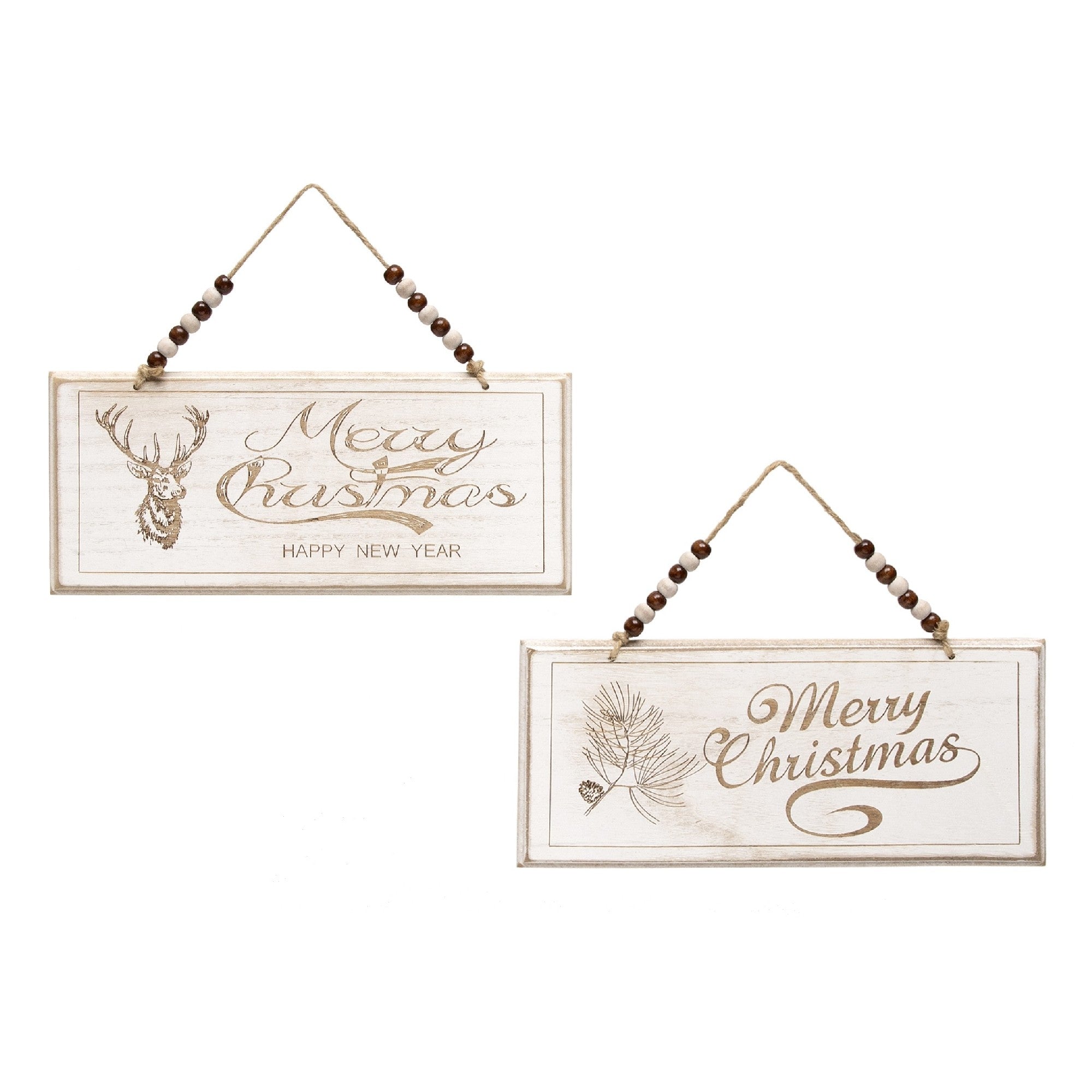 Sign Merry Christmas 2 Assorted, Christmas, Holiday Decor- Set of 2