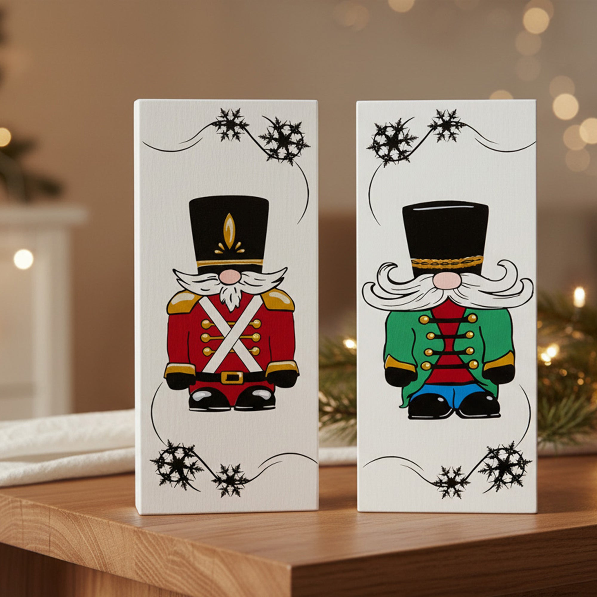 Nutcracker Block 2 Assorted, Christmas, Holiday Decor- Set of 2