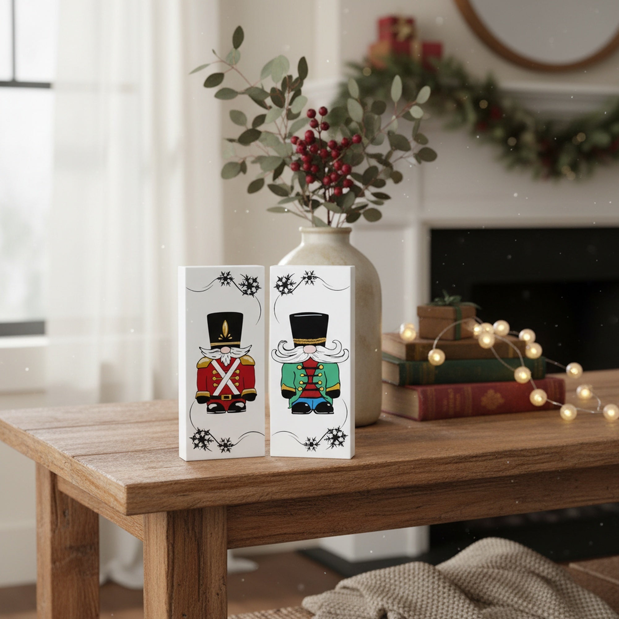 Nutcracker Block 2 Assorted, Christmas, Holiday Decor- Set of 2