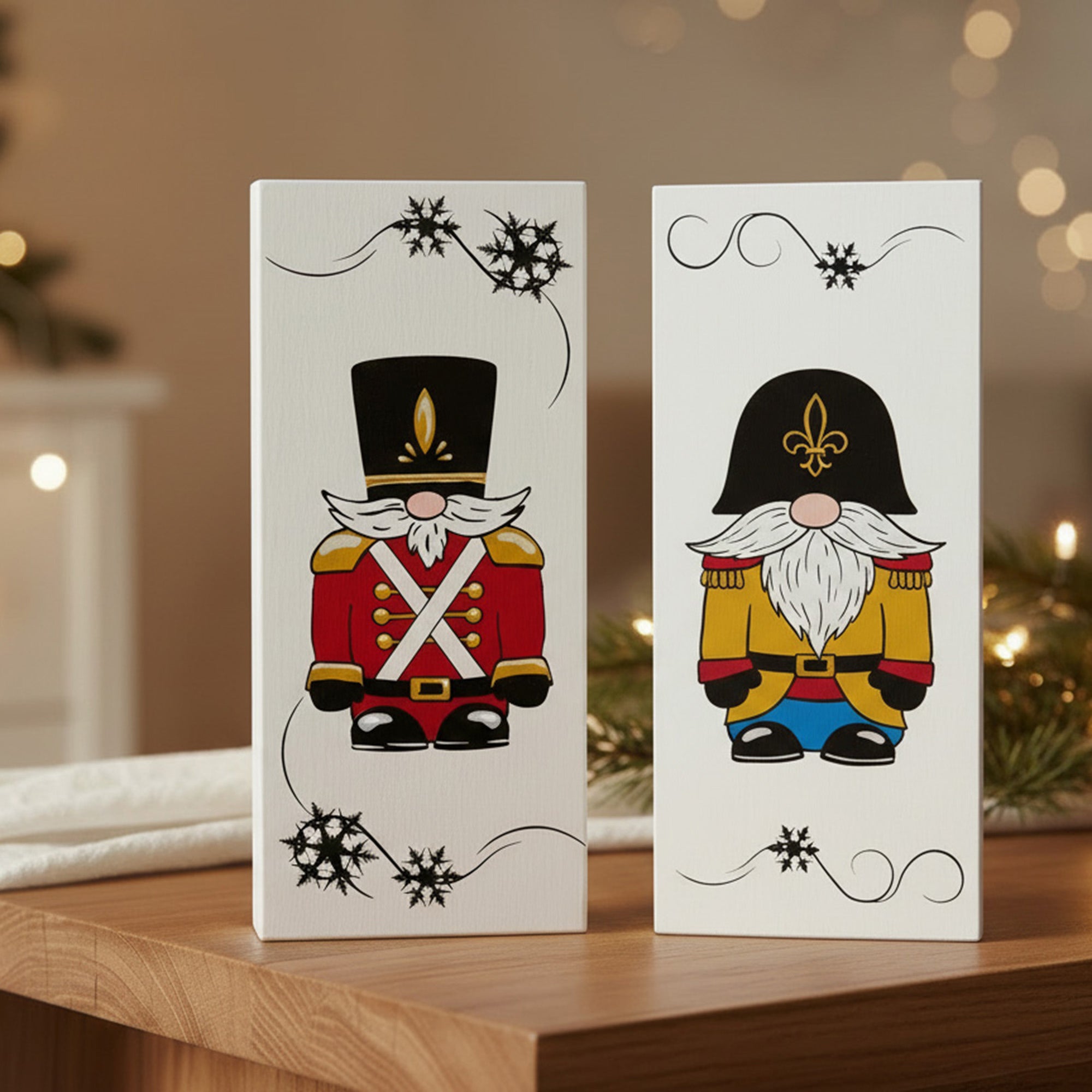 Nutcracker Block 2 Assorted, Christmas, Holiday Decor - Set of 2