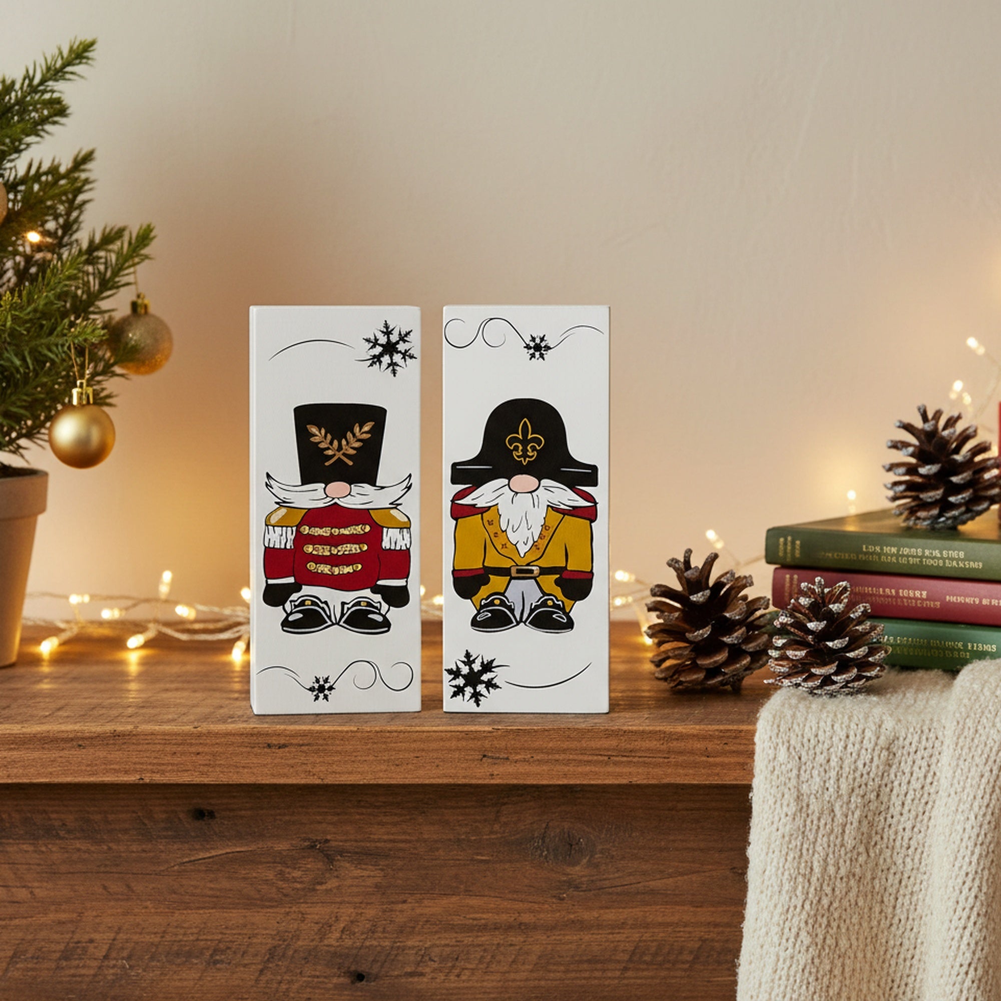 Nutcracker Block 2 Assorted, Christmas, Holiday Decor - Set of 2