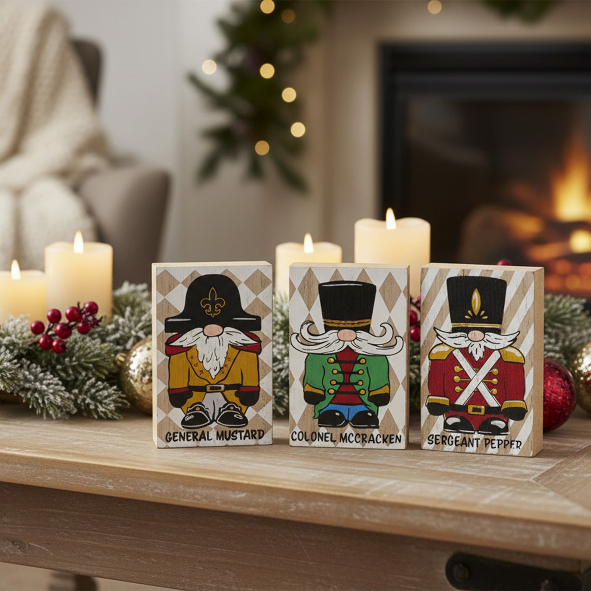 Nutcracker Block 4 Assorted, Christmas, Holiday Decor- Set of 4