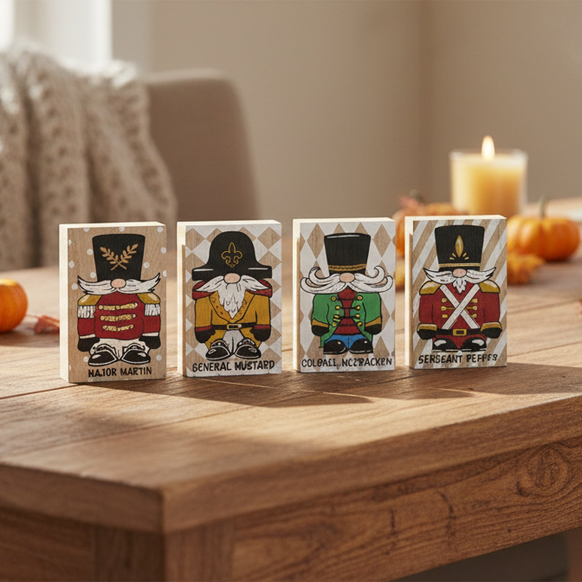 Nutcracker Block 4 Assorted, Christmas, Holiday Decor- Set of 4