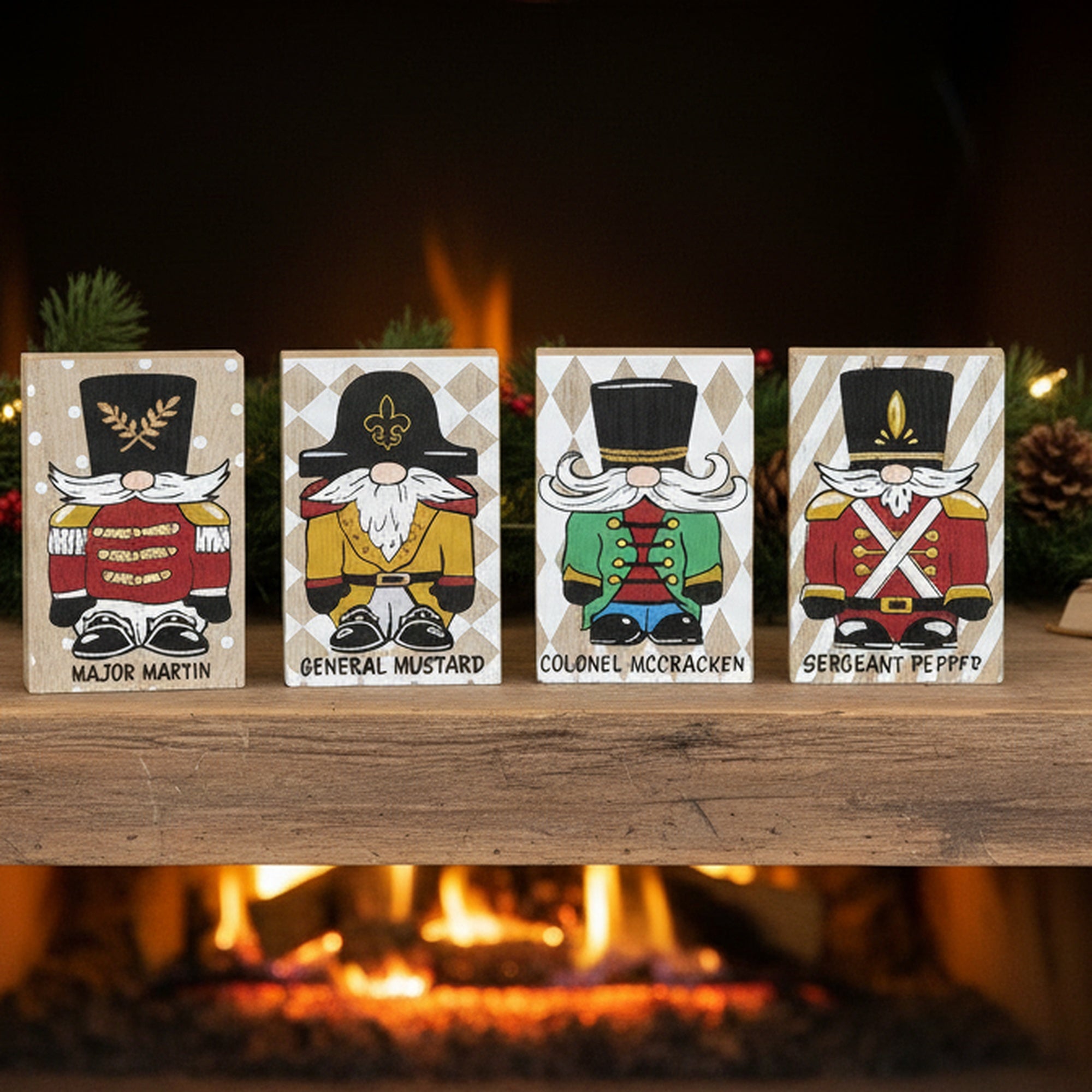 Nutcracker Block 4 Assorted, Christmas, Holiday Decor- Set of 4