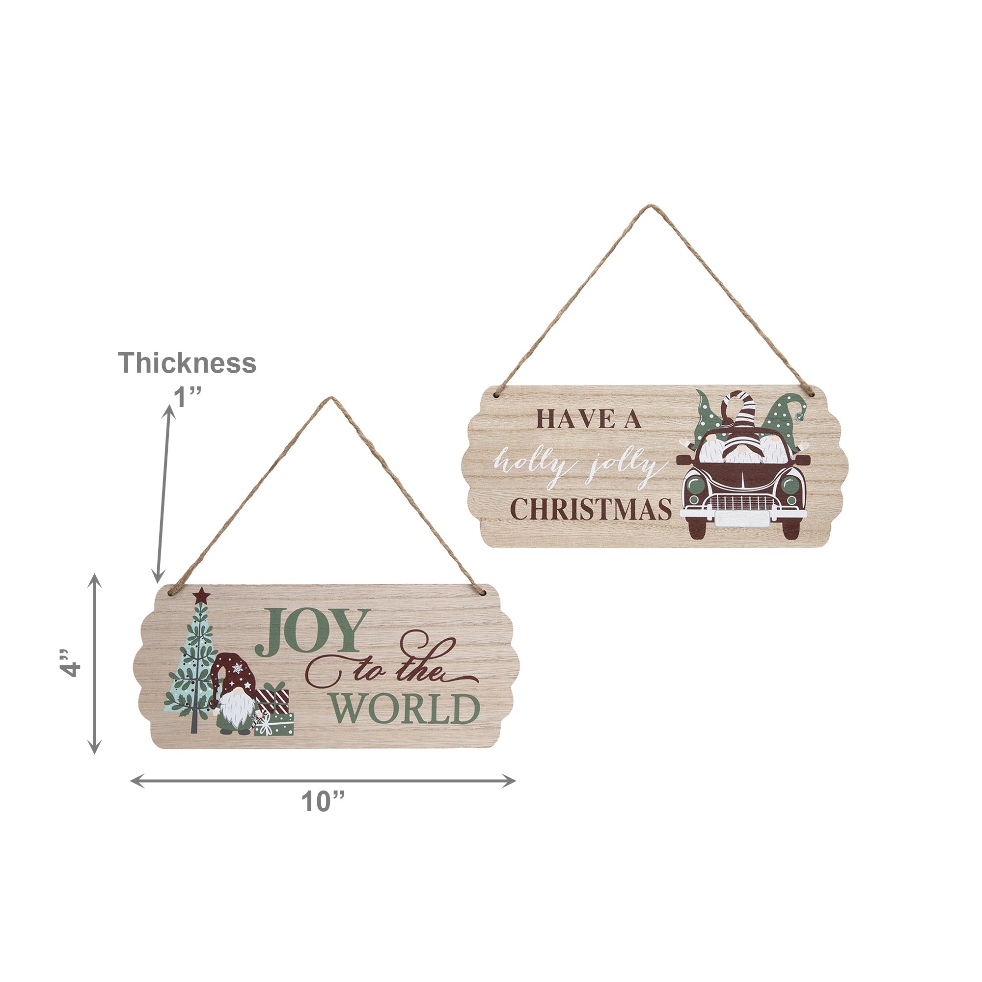 Sign Joy and Holly 2 Assorted, Christmas, Holiday Decor- Set of 2