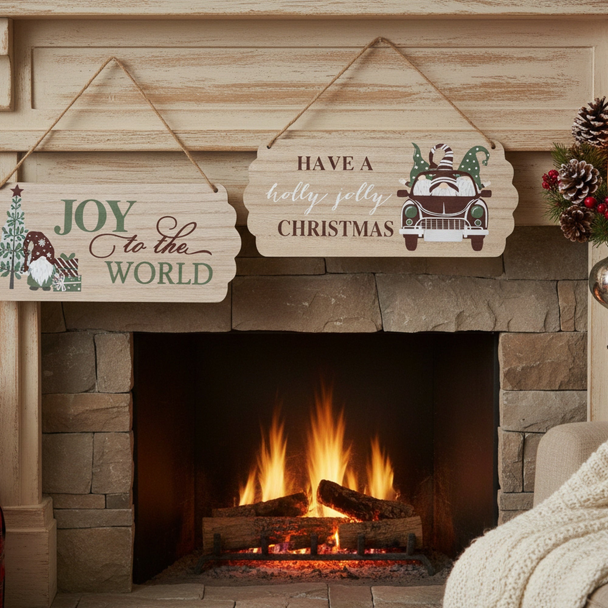 Sign Joy and Holly 2 Assorted, Christmas, Holiday Decor- Set of 2