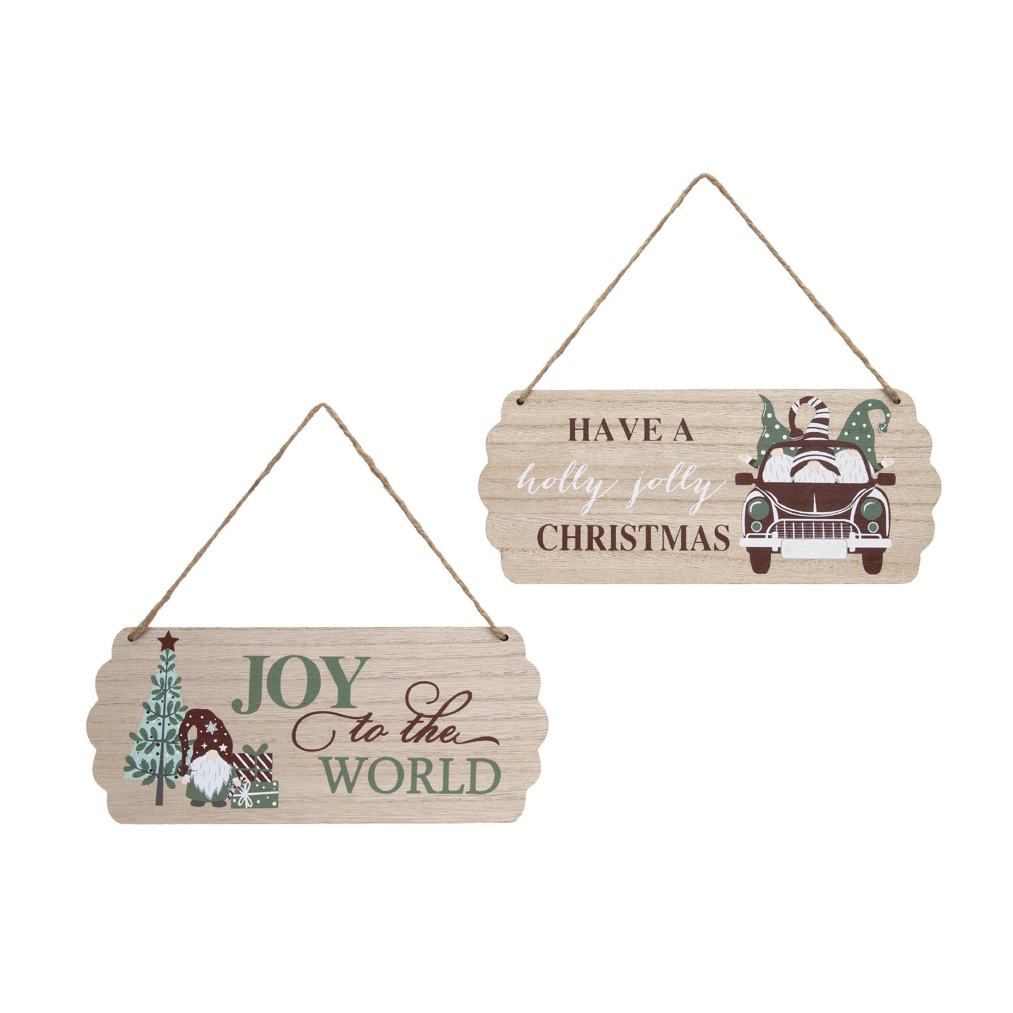 Sign Joy and Holly 2 Assorted, Christmas, Holiday Decor- Set of 2