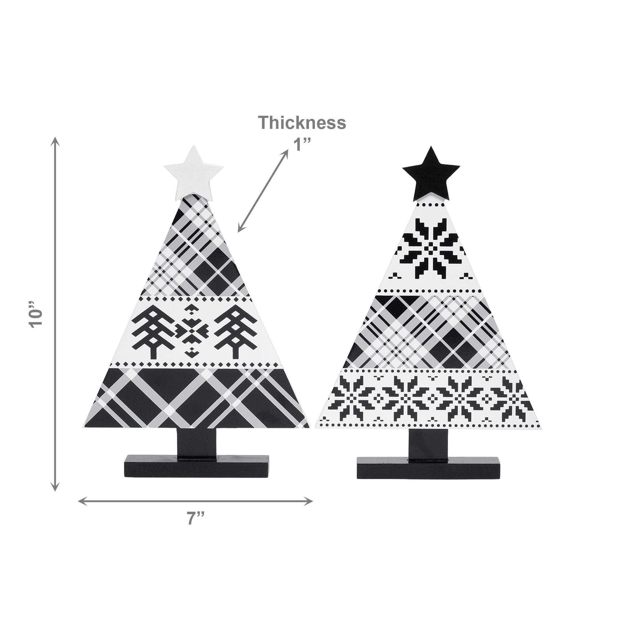 SitaBout Black and White Tree 2 Assorted, Holiday Decor- Set of 2