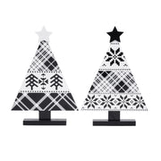 SitaBout Black and White Tree 2 Assorted, Holiday Decor- Set of 2