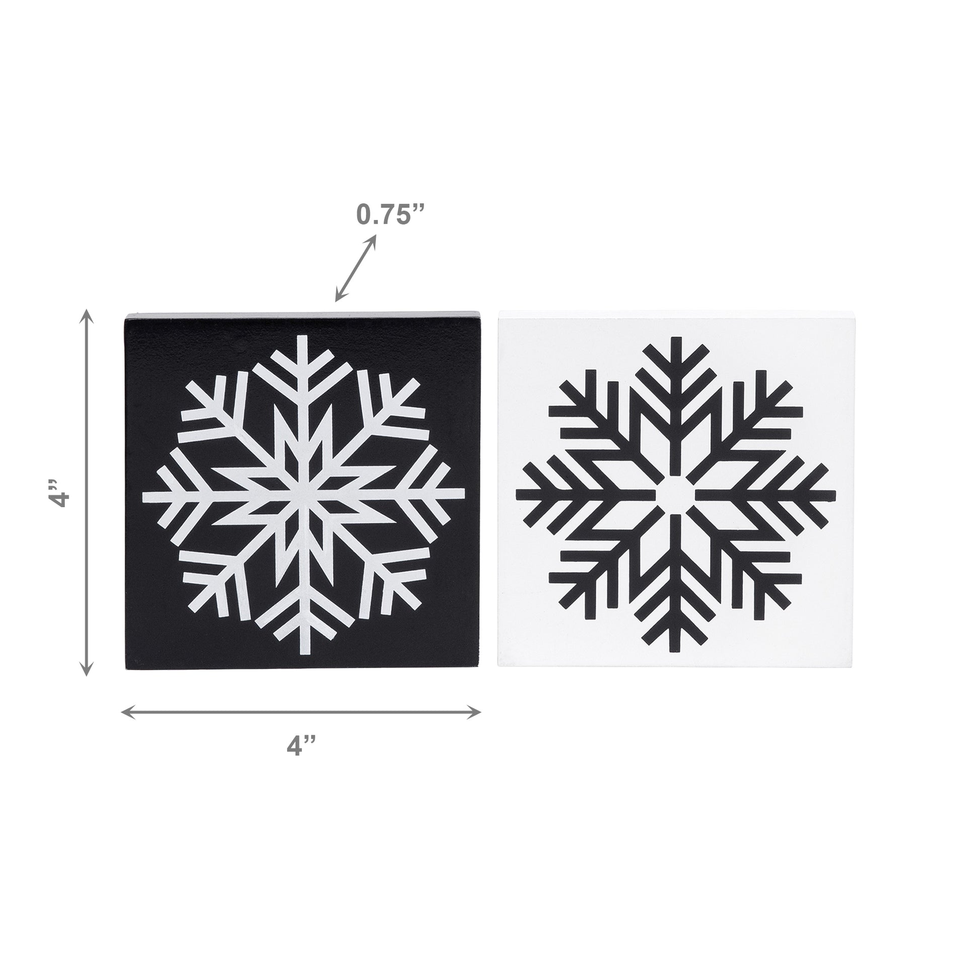 Black Snowflake Block Large 2 Assorted, Christmas, Holiday Decor- Set of 2