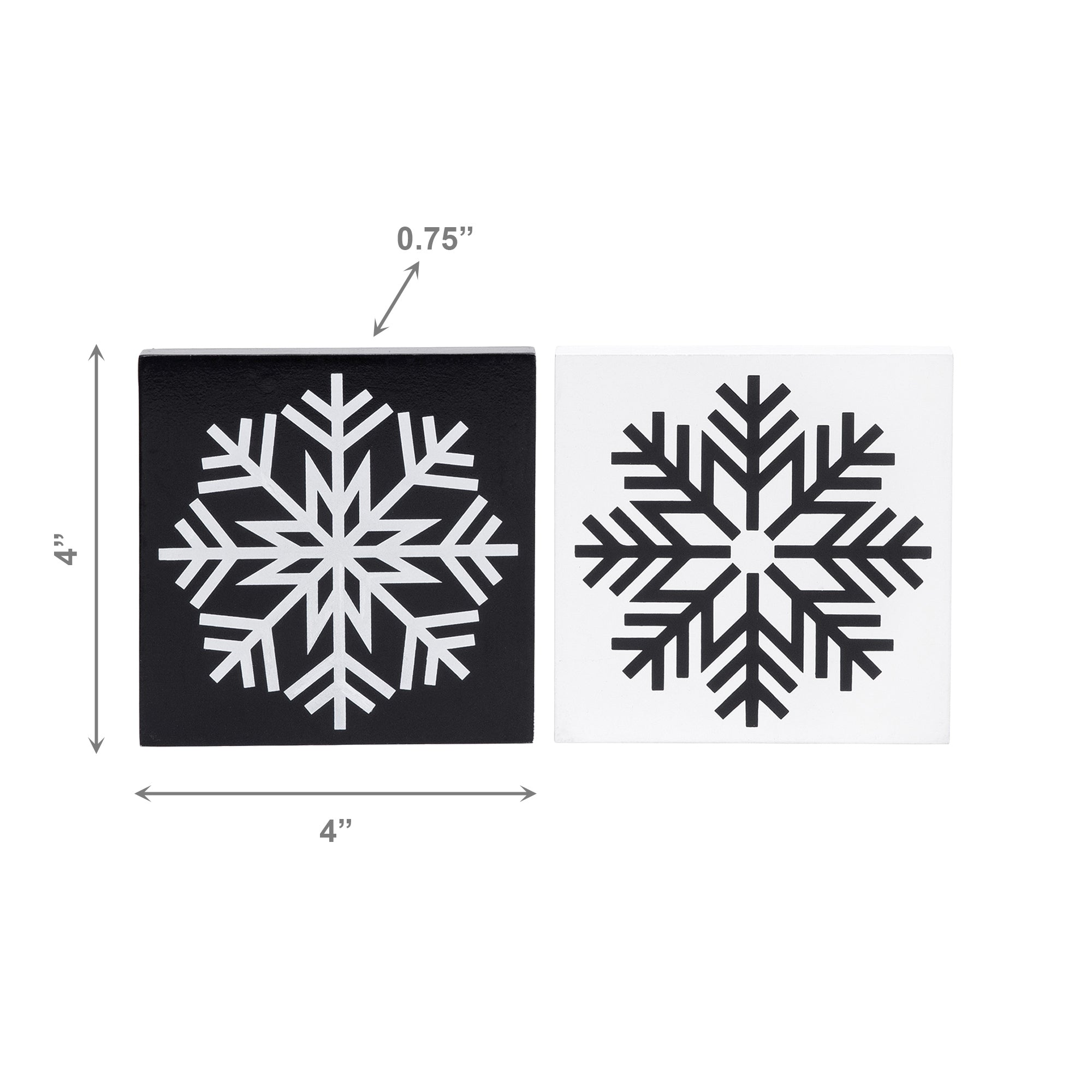 Black Snowflake Block Large 2 Assorted, Christmas, Holiday Decor- Set of 2