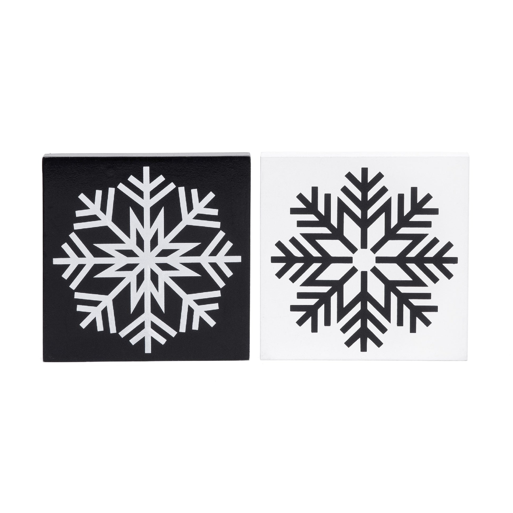 Black Snowflake Block Large 2 Assorted, Christmas, Holiday Decor- Set of 2