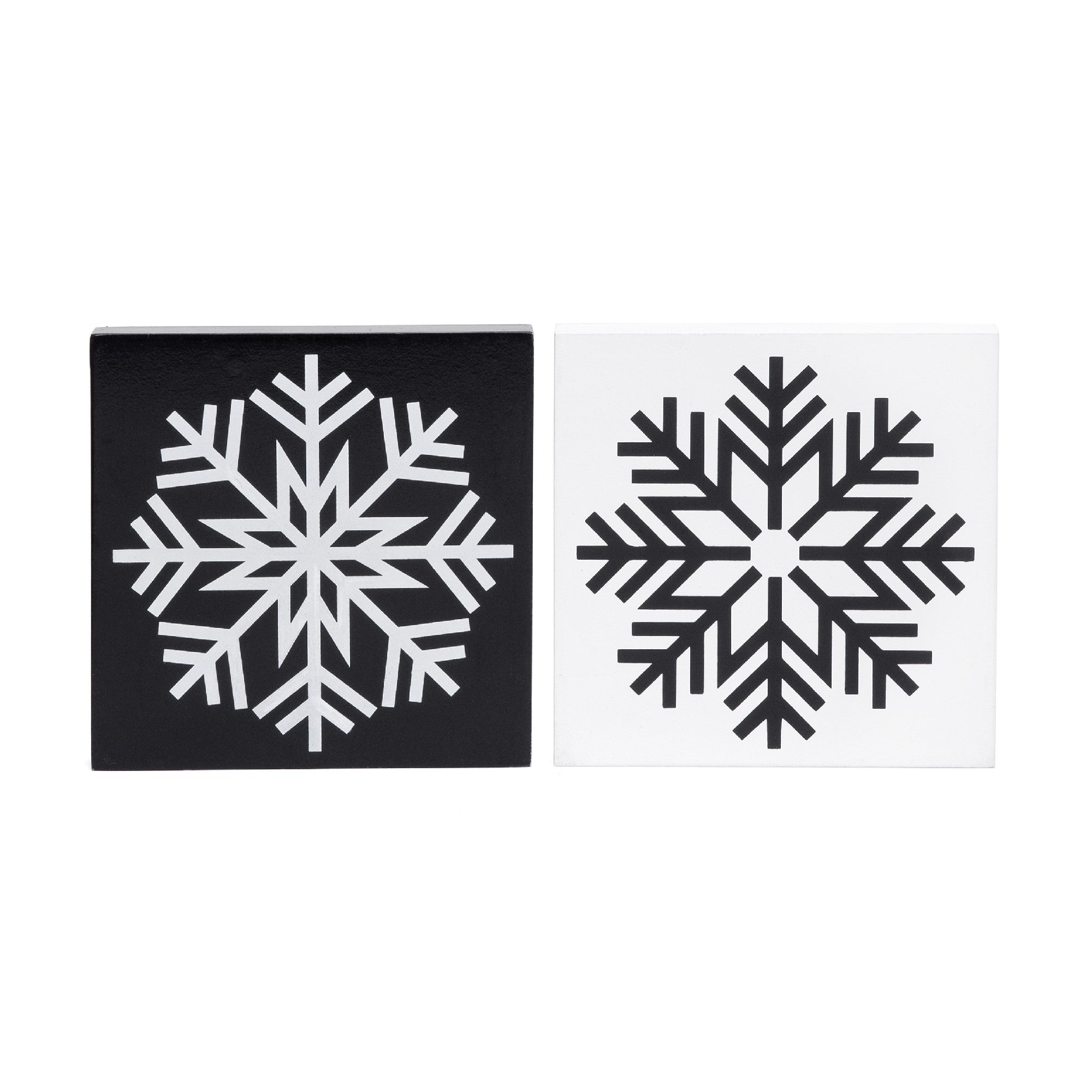 Black Snowflake Block Large 2 Assorted, Christmas, Holiday Decor- Set of 2