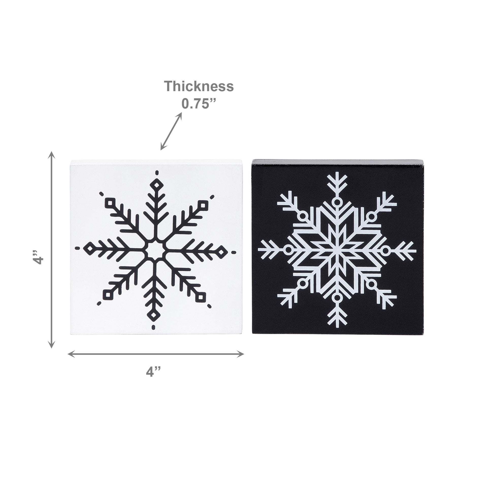 Black Snowflake Block Medium 2 Assorted, Christmas, Holiday Decor- Set of 2