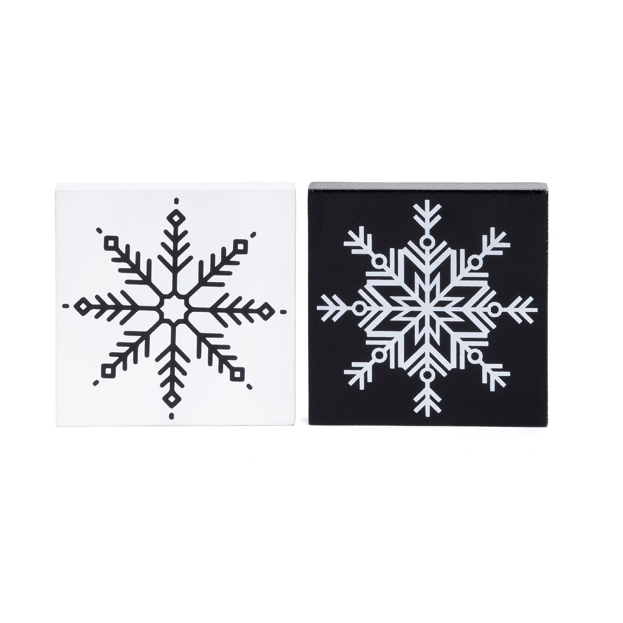 Black Snowflake Block Medium 2 Assorted, Christmas, Holiday Decor- Set of 2