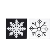 Black Snowflake Block Small 2 Assorted, Christmas, Holiday Decor- Set of 2