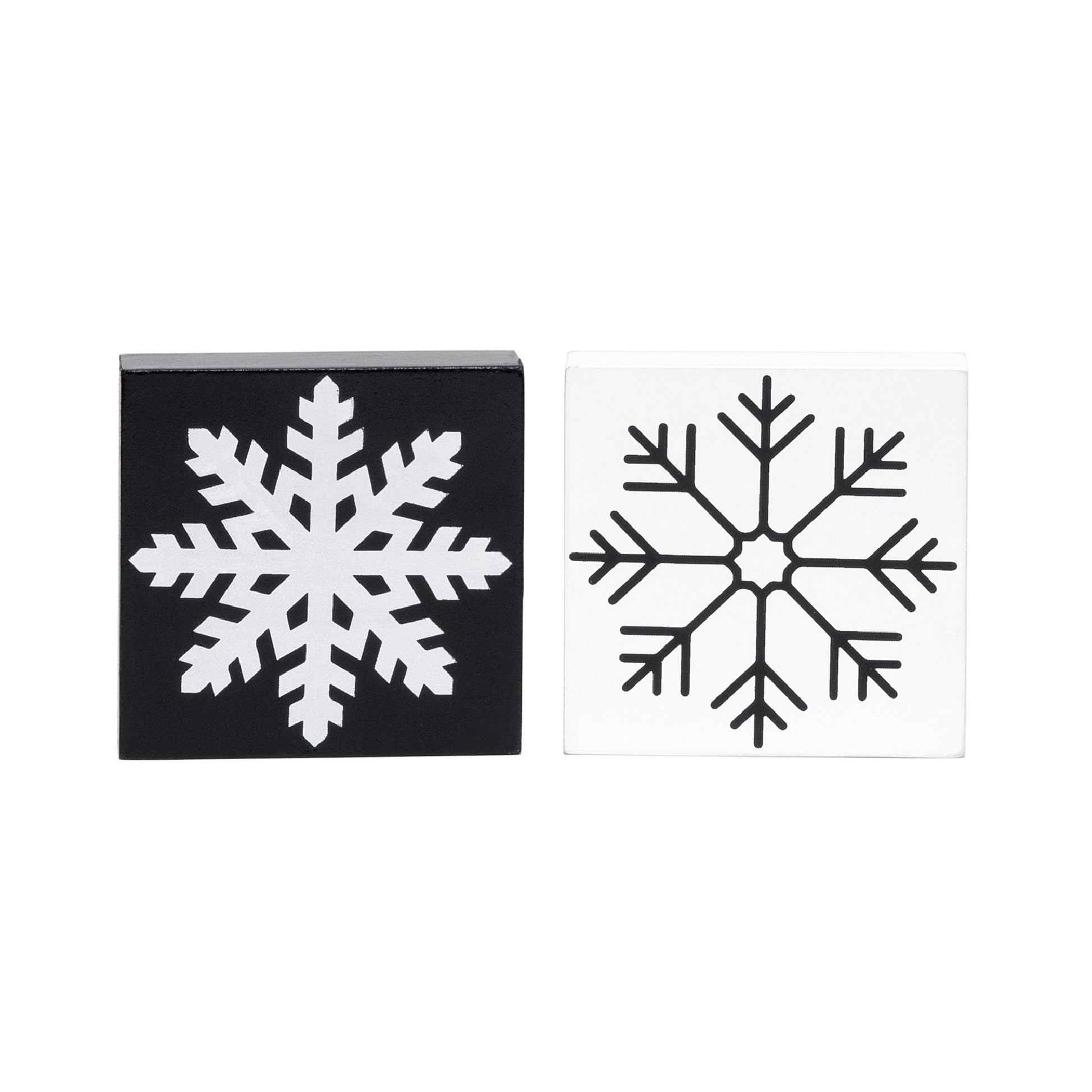Black Snowflake Block Small 2 Assorted, Christmas, Holiday Decor- Set of 2