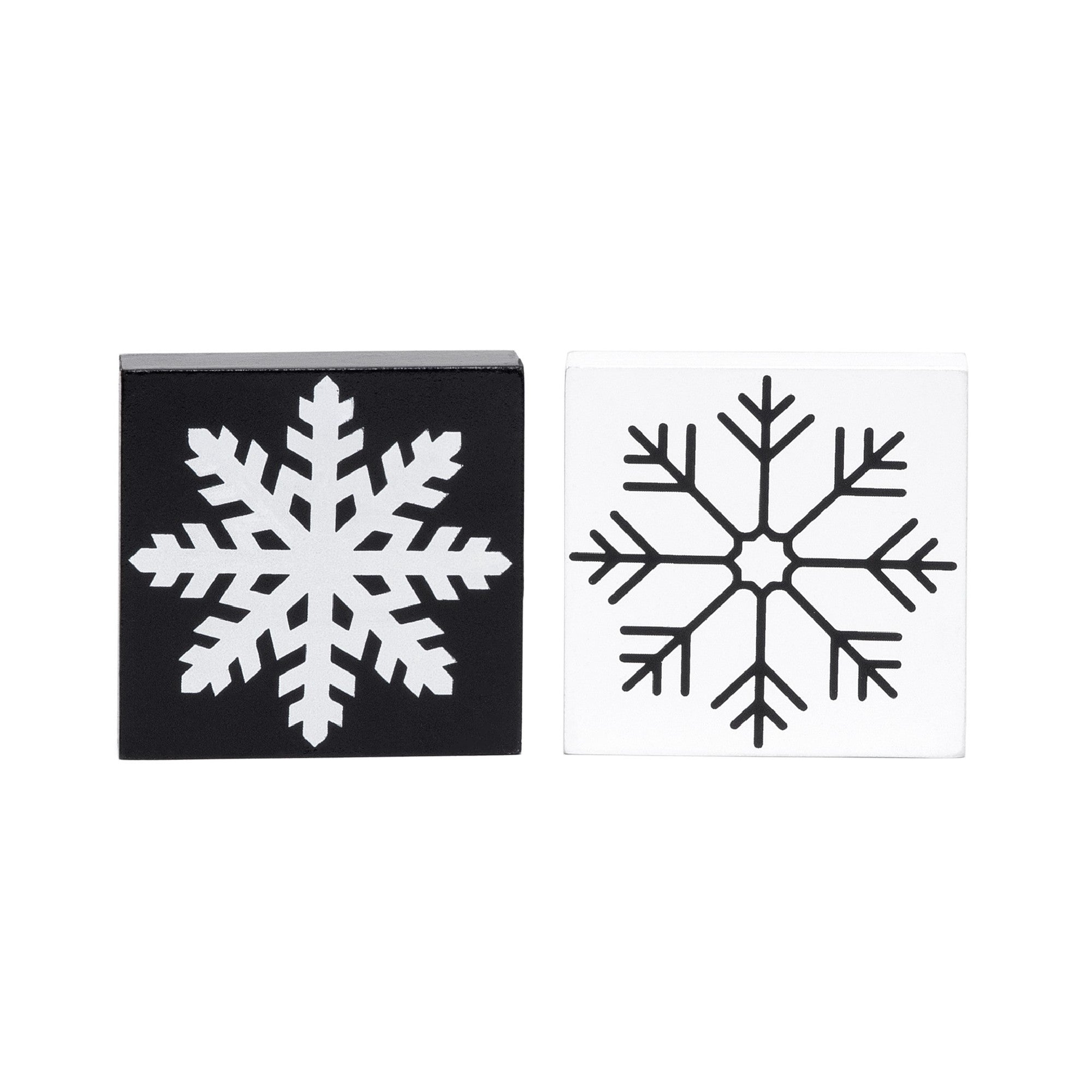 Black Snowflake Block Small 2 Assorted, Christmas, Holiday Decor- Set of 2