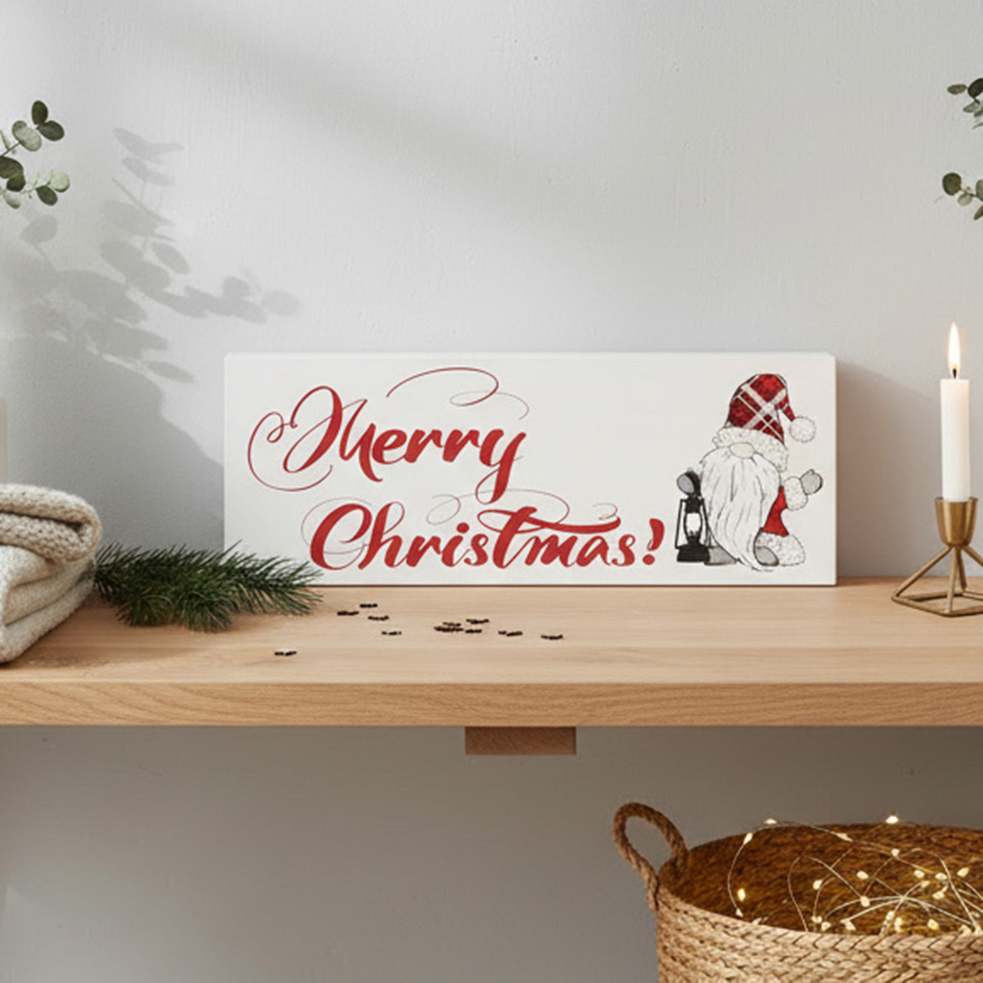 Block Merry Christmas Gnome, Christmas, Holiday Decor