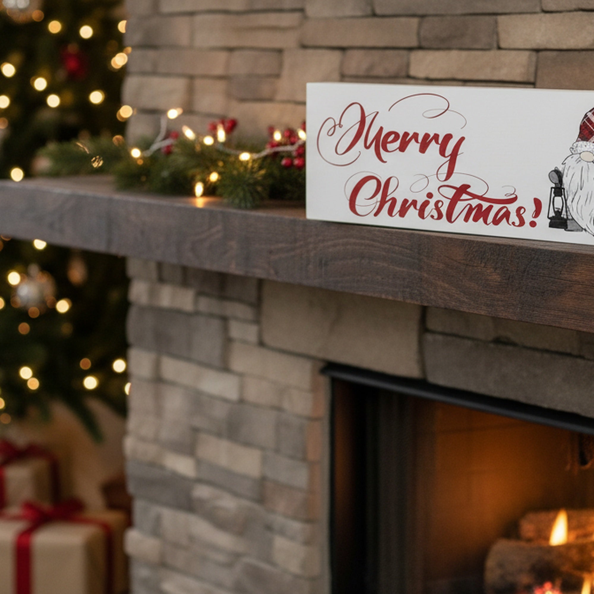 Block Merry Christmas Gnome, Christmas, Holiday Decor