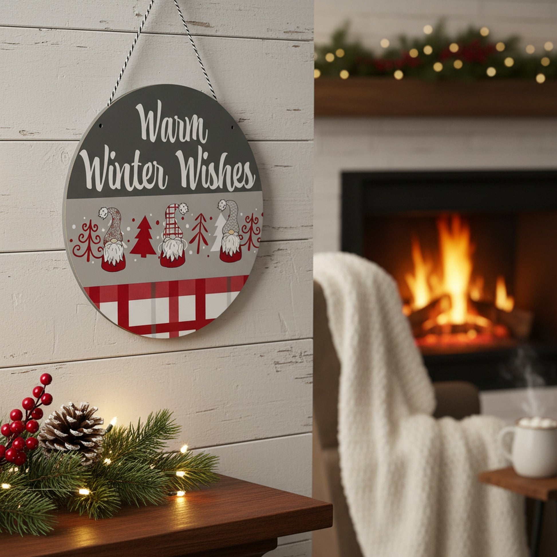 Sign Warm Winter Wishes Gnome, Winter, Holiday Decor