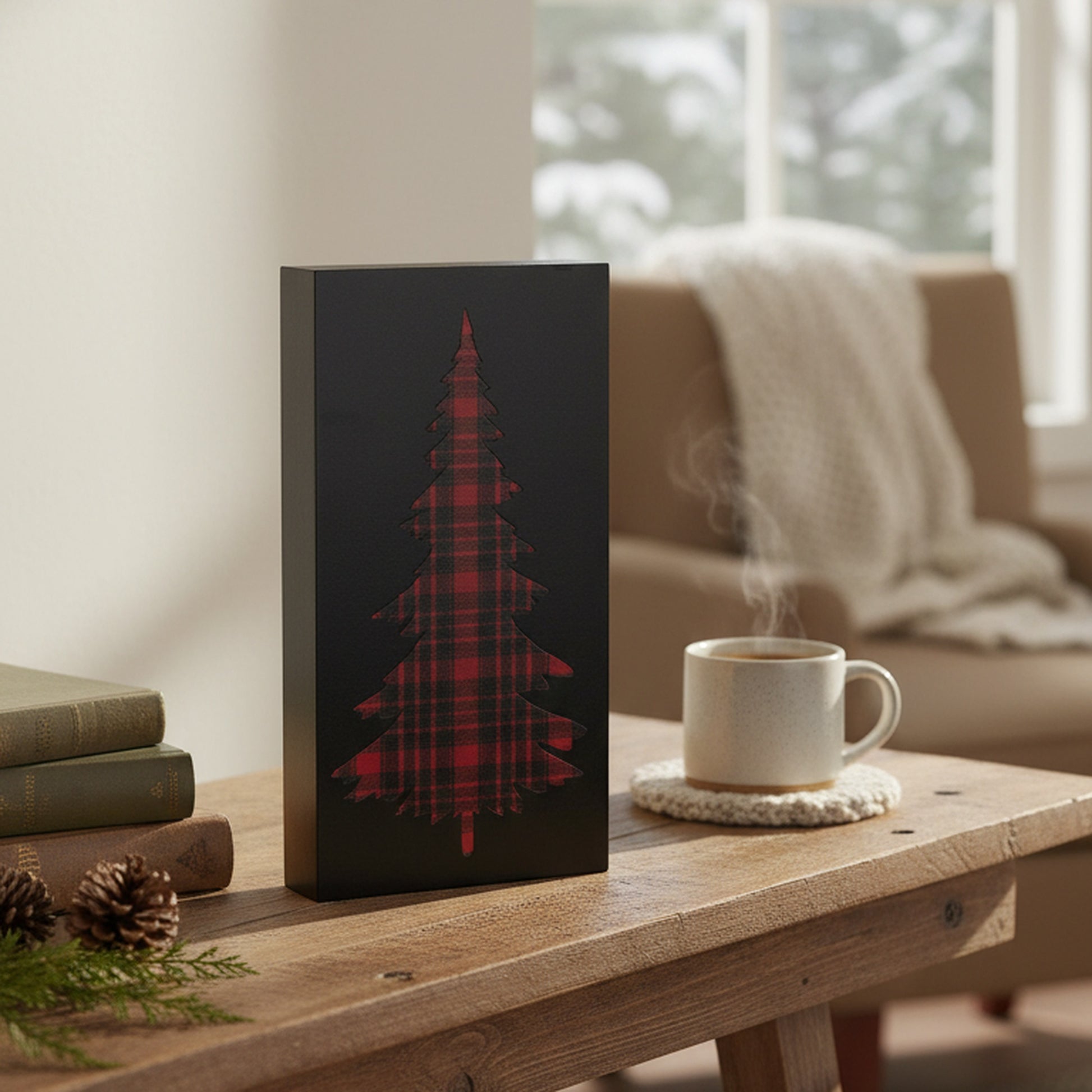 Plaid Tree Block Small, Holiday Decor