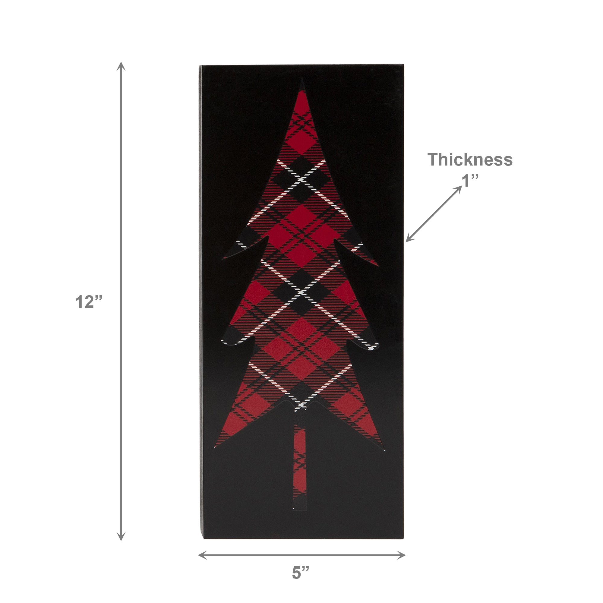Plaid Tree Block Medium, Holiday Decor