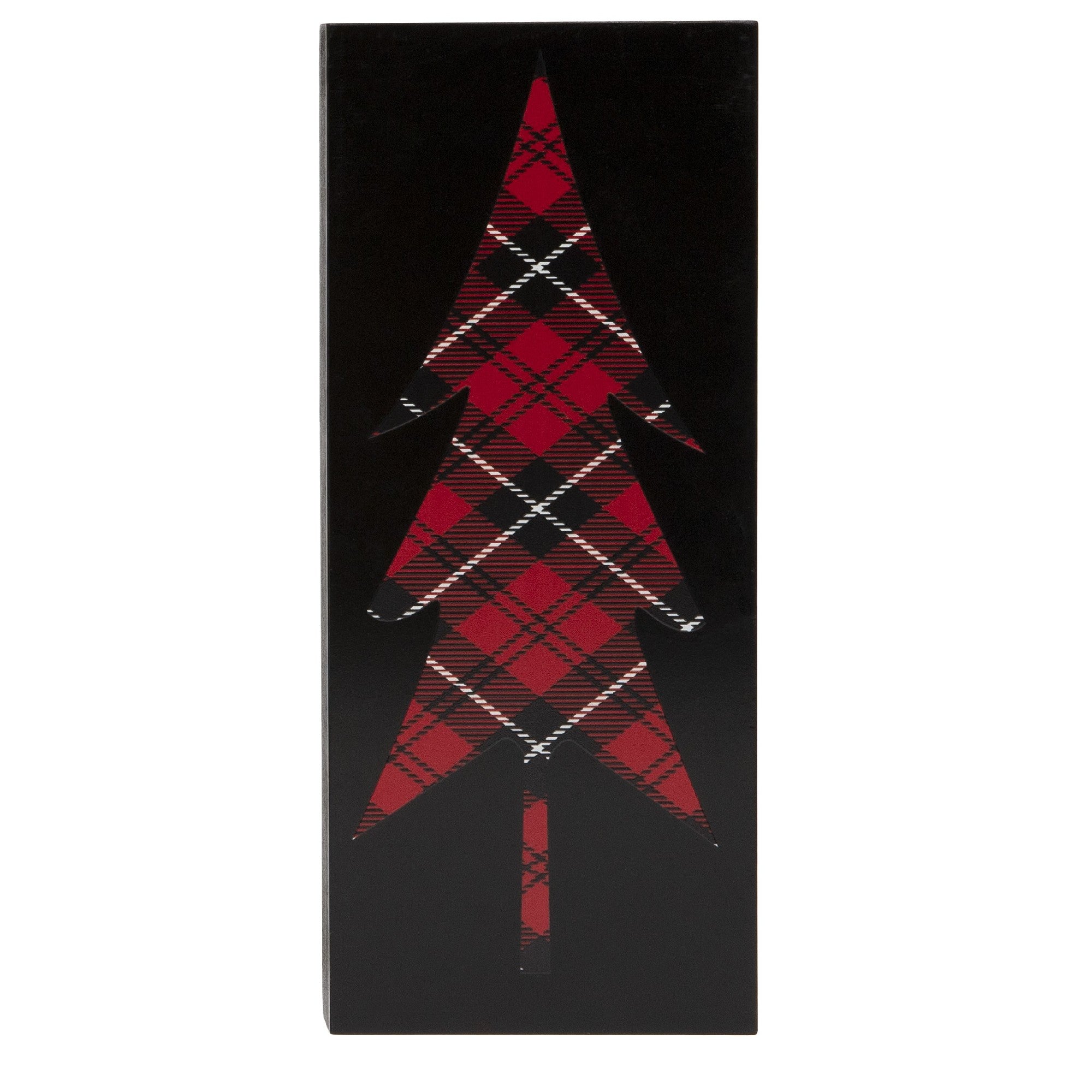 Plaid Tree Block Medium, Holiday Decor