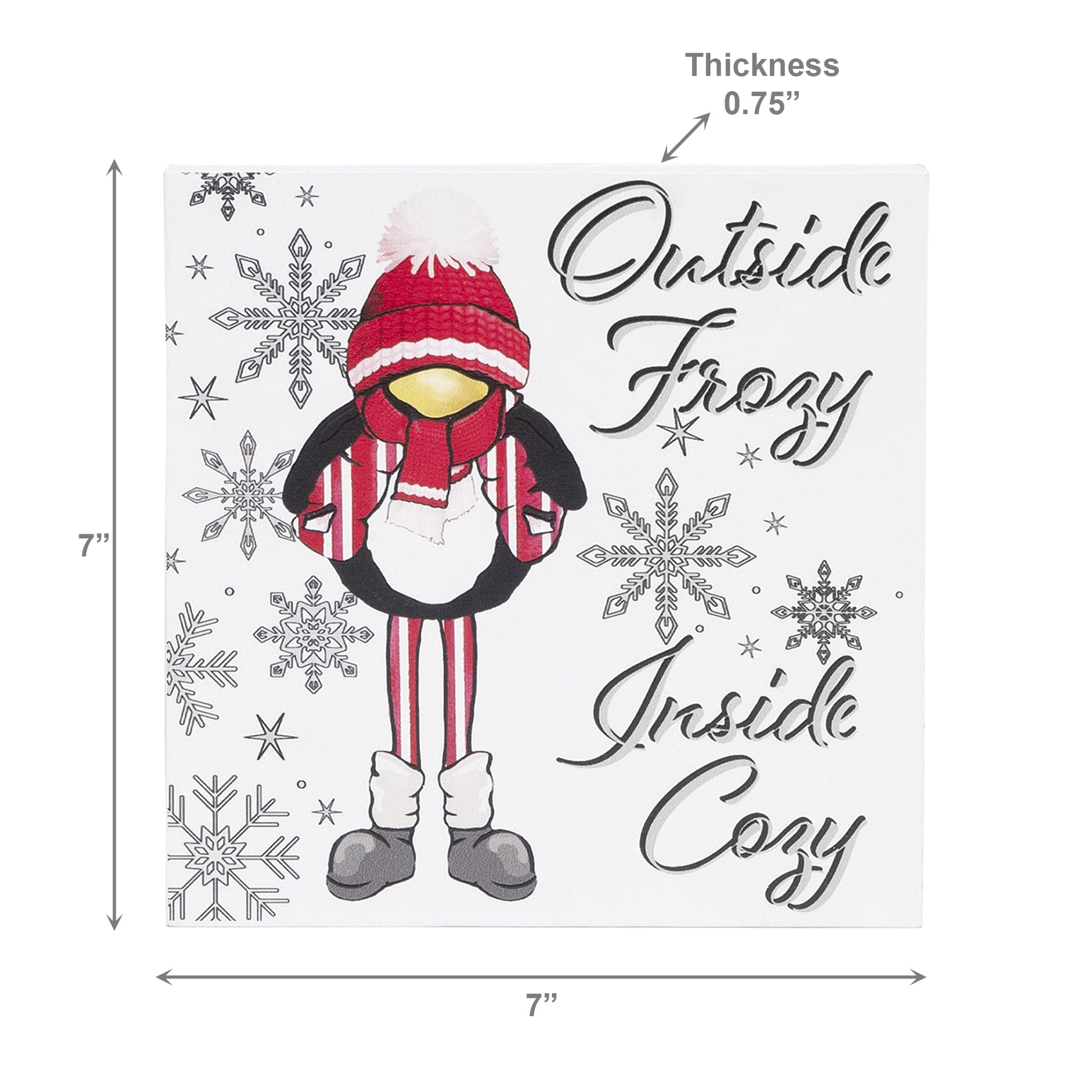 Frozy and Cozy Penguin Block, Holiday Decor