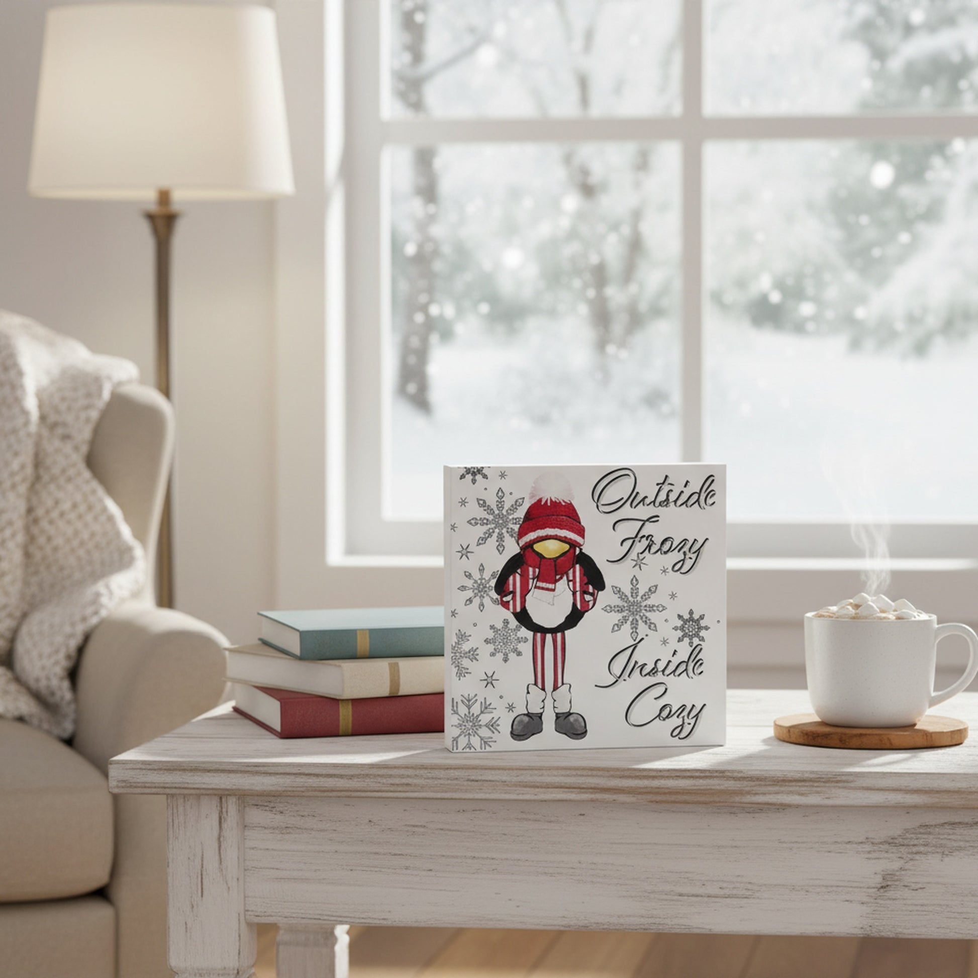 Frozy and Cozy Penguin Block, Holiday Decor