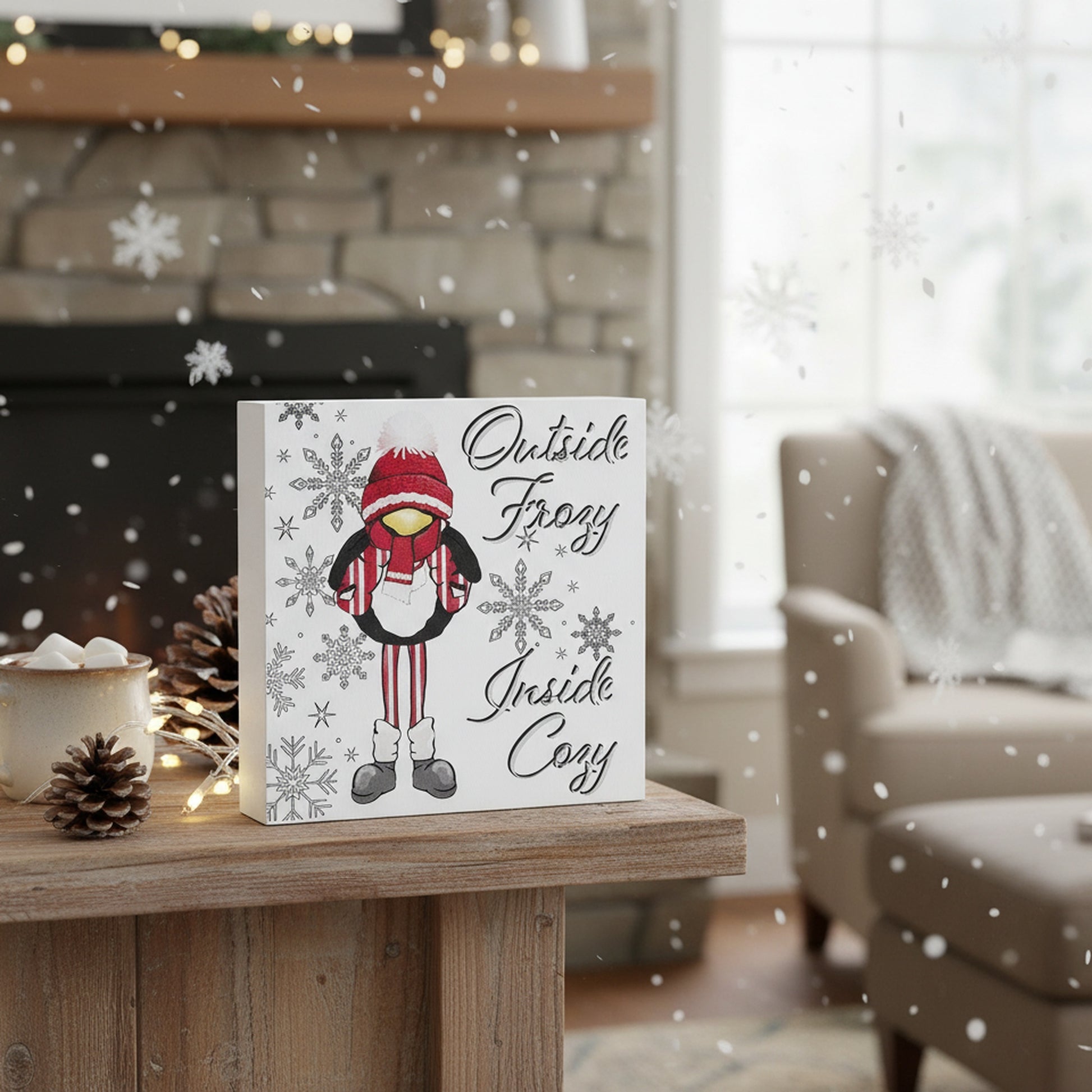 Frozy and Cozy Penguin Block, Holiday Decor
