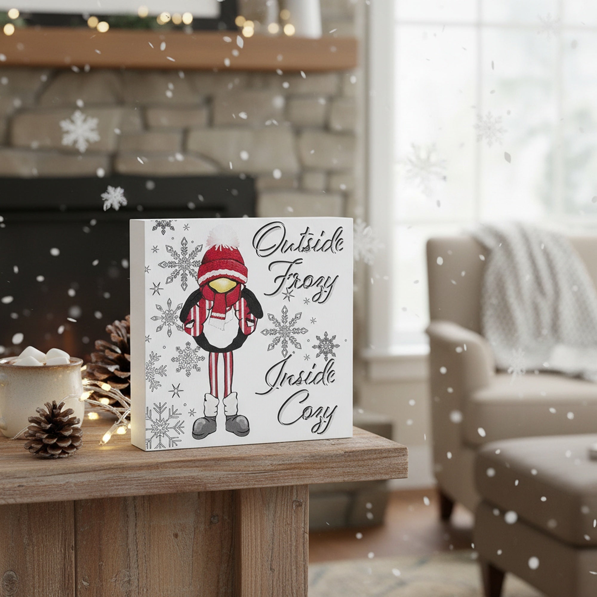 Frozy and Cozy Penguin Block, Holiday Decor