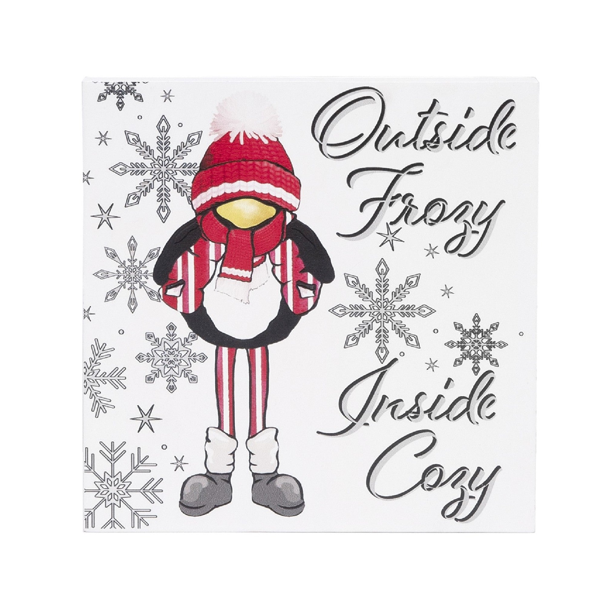 Frozy and Cozy Penguin Block, Holiday Decor